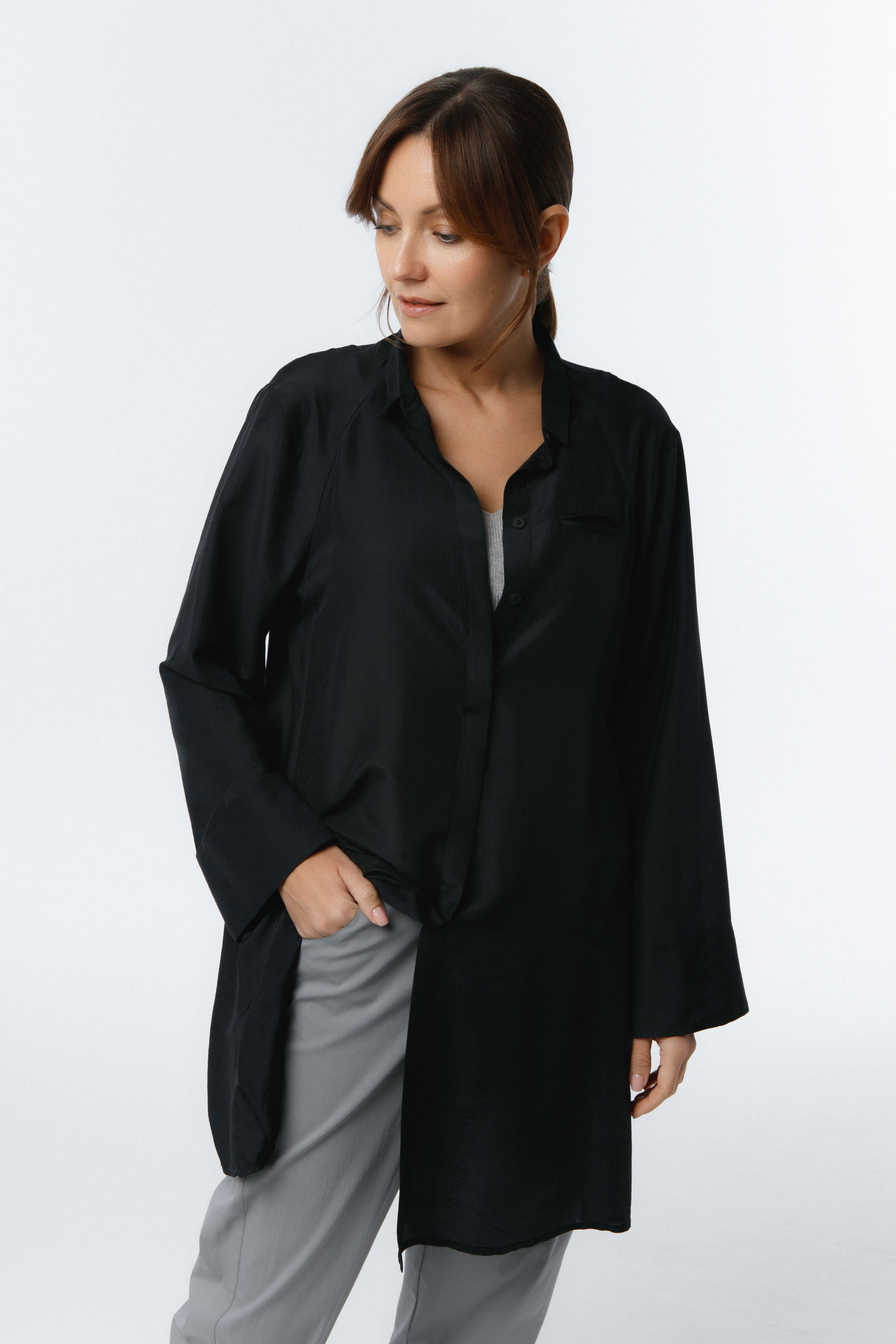 Рубашка шёлк 00 Черный (noir) от Lesel (Лесель)! Заказывайте по ✆ 8 (800) 777 02 37