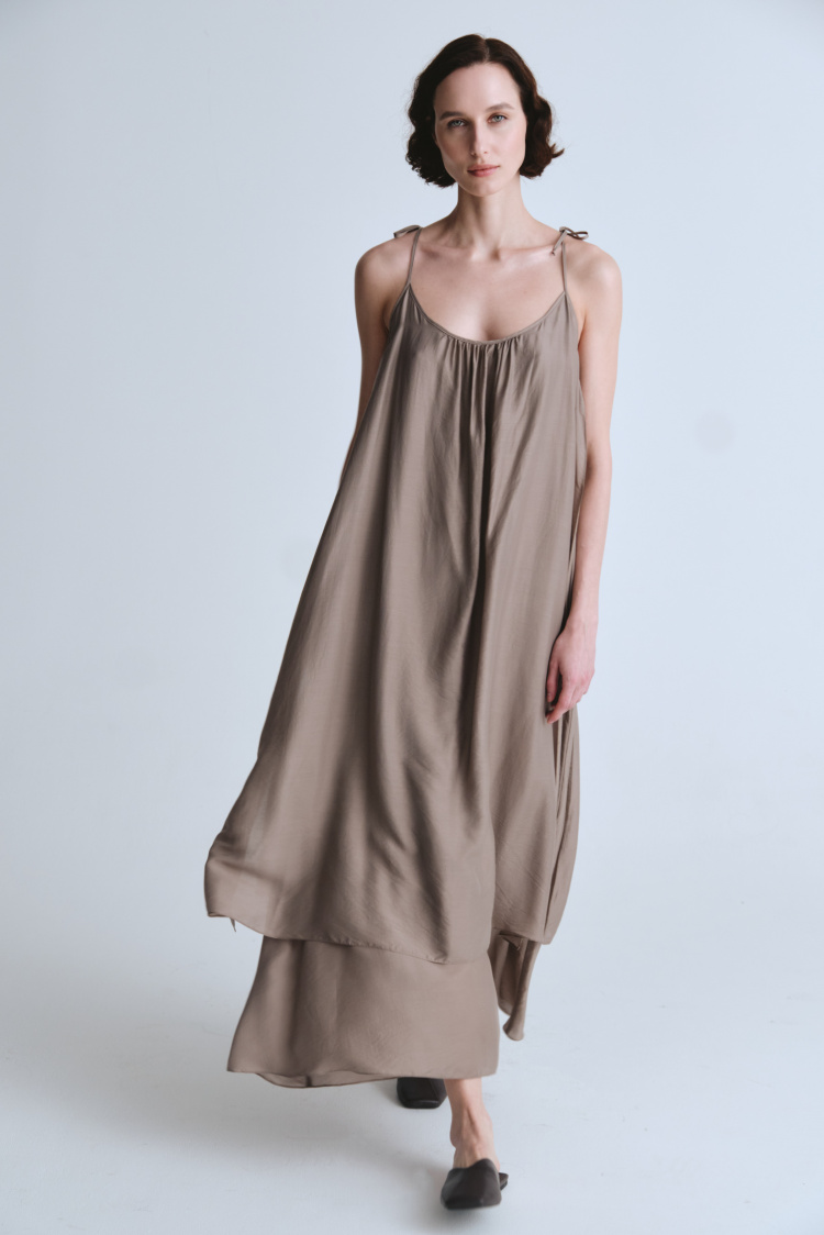 Платье сарафан клеш двухслойный, шёлк