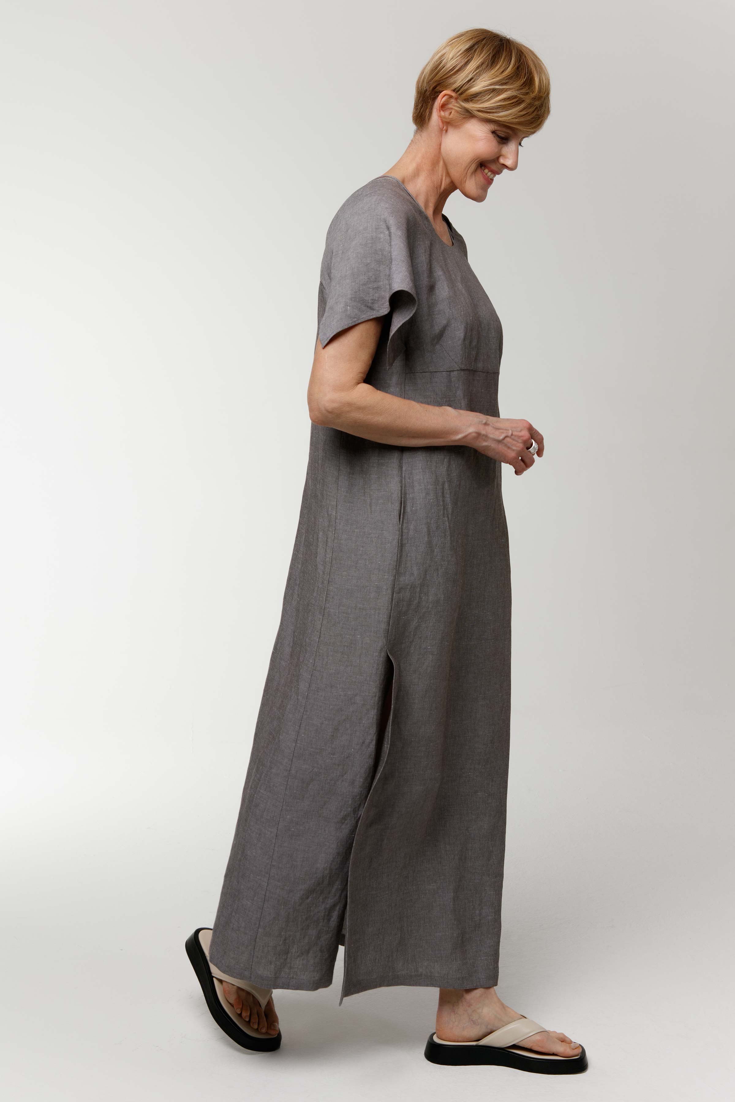 Платье с крылышками, лён 15 Серый меланж (melange gris) от Lesel (Лесель)! Заказывайте по ✆ 8 (800) 777 02 37