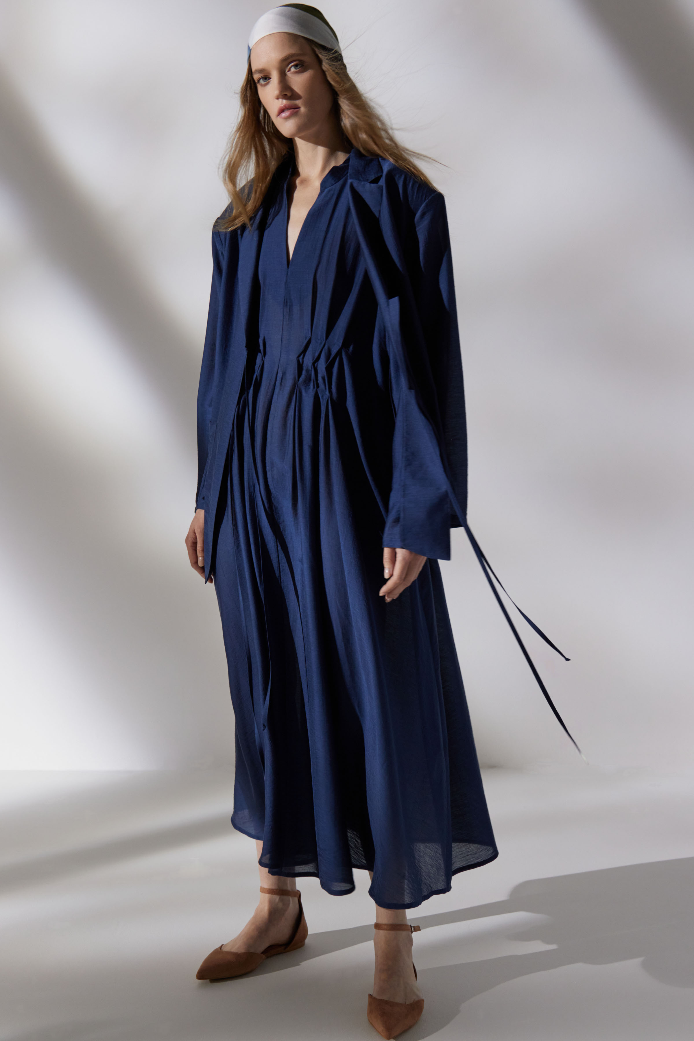 Жакет На завязках, шёлк 38 Джинсовый (denim) от Lesel (Лесель)! Заказывайте по ✆ 8 (800) 777 02 37