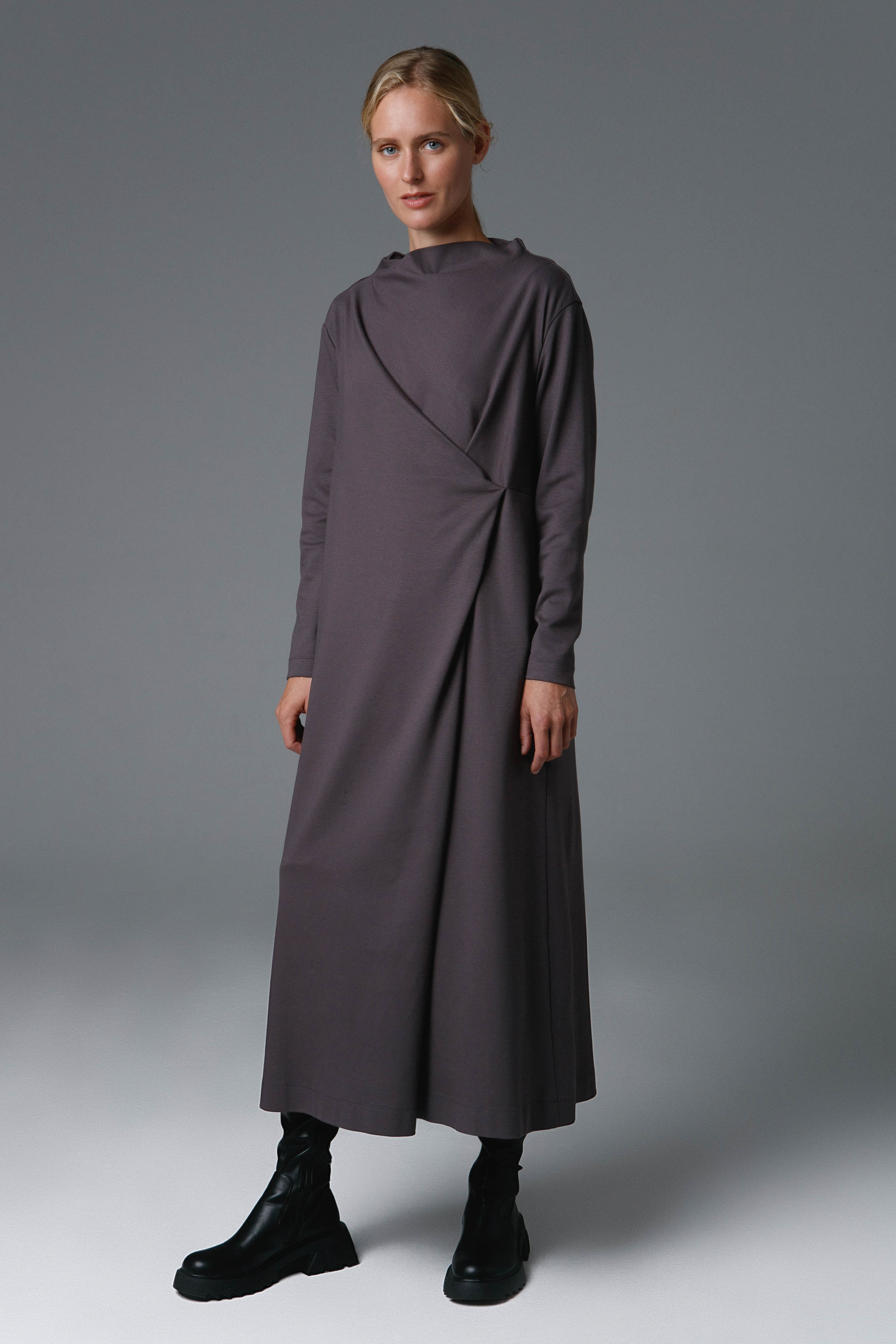 Платье драпировка, джерси 10 Серый (grise) от Lesel (Лесель)! Заказывайте по ✆ 8 (800) 777 02 37