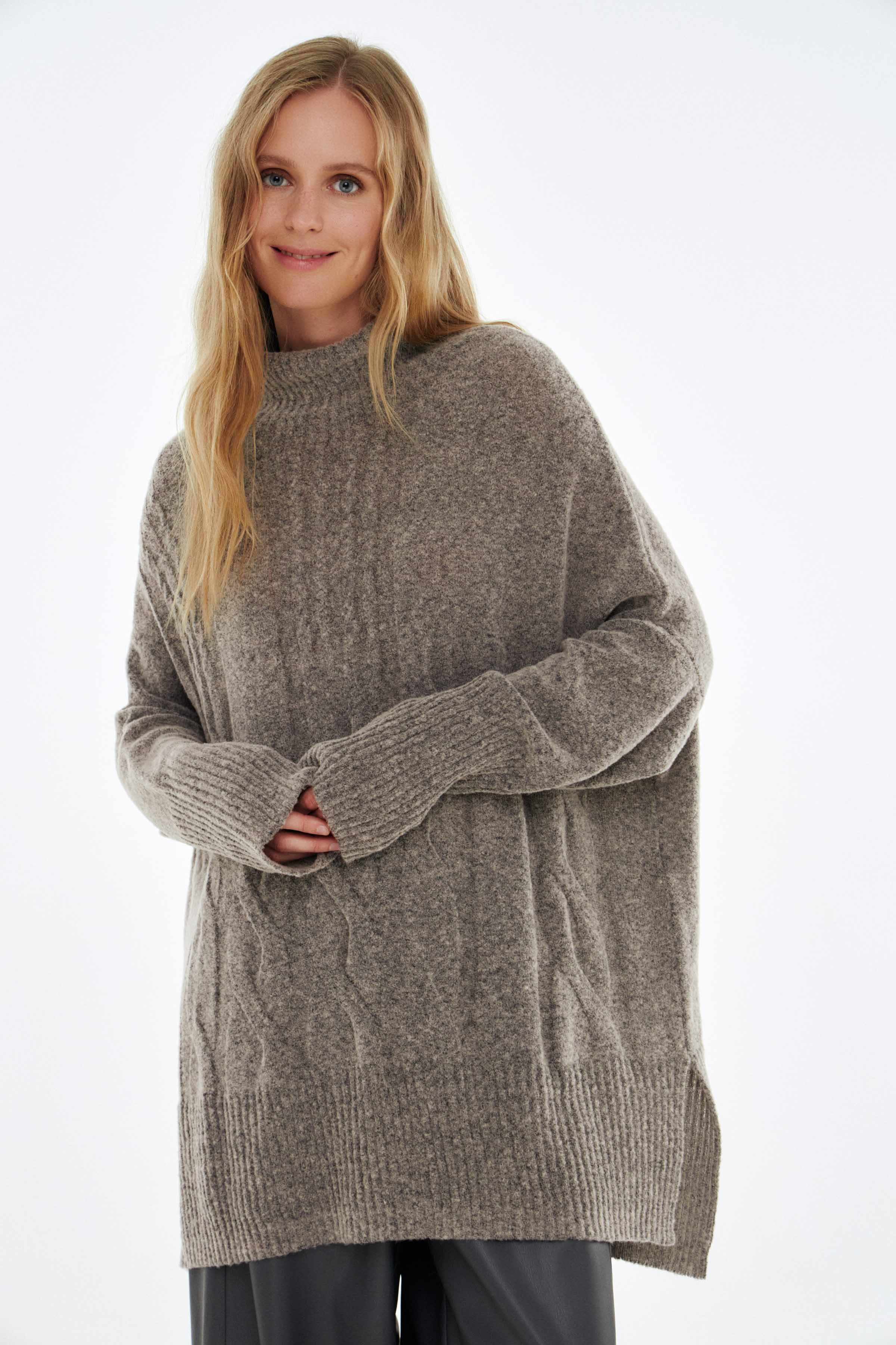 Джемпер Косы 09 Беж-меланж (melange beige) от Lesel (Лесель)! Заказывайте по ✆ 8 (800) 777 02 37