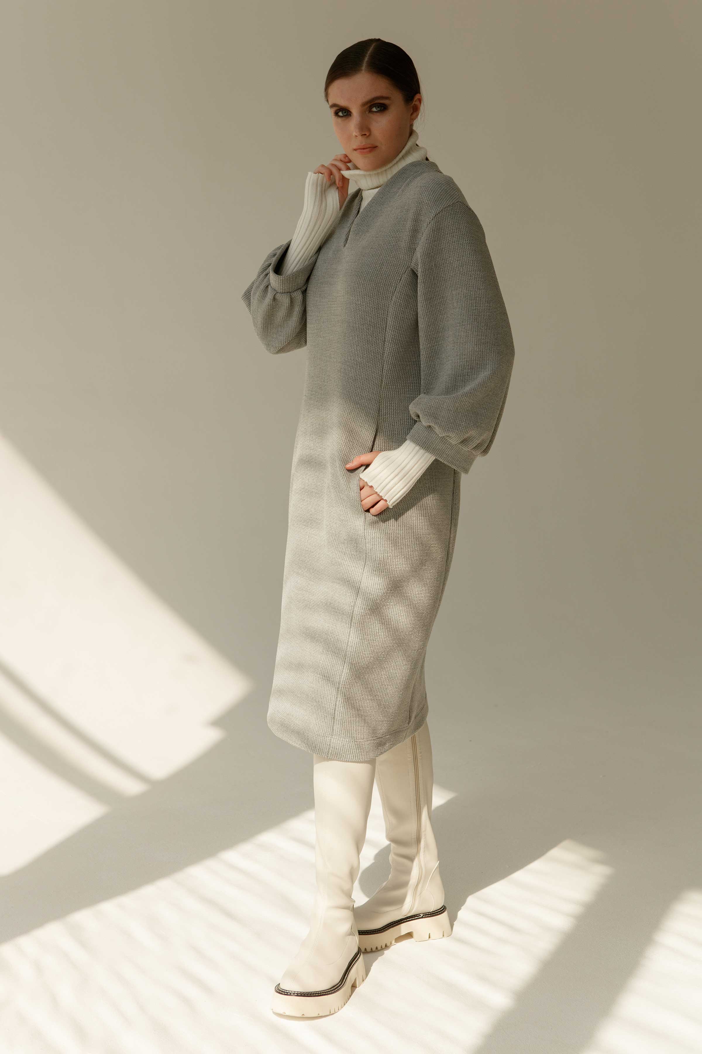 Платье Силуэт вафельный концепт 15 Серый меланж (melange gris) от Lesel (Лесель)! Заказывайте по ✆ 8 (800) 777 02 37