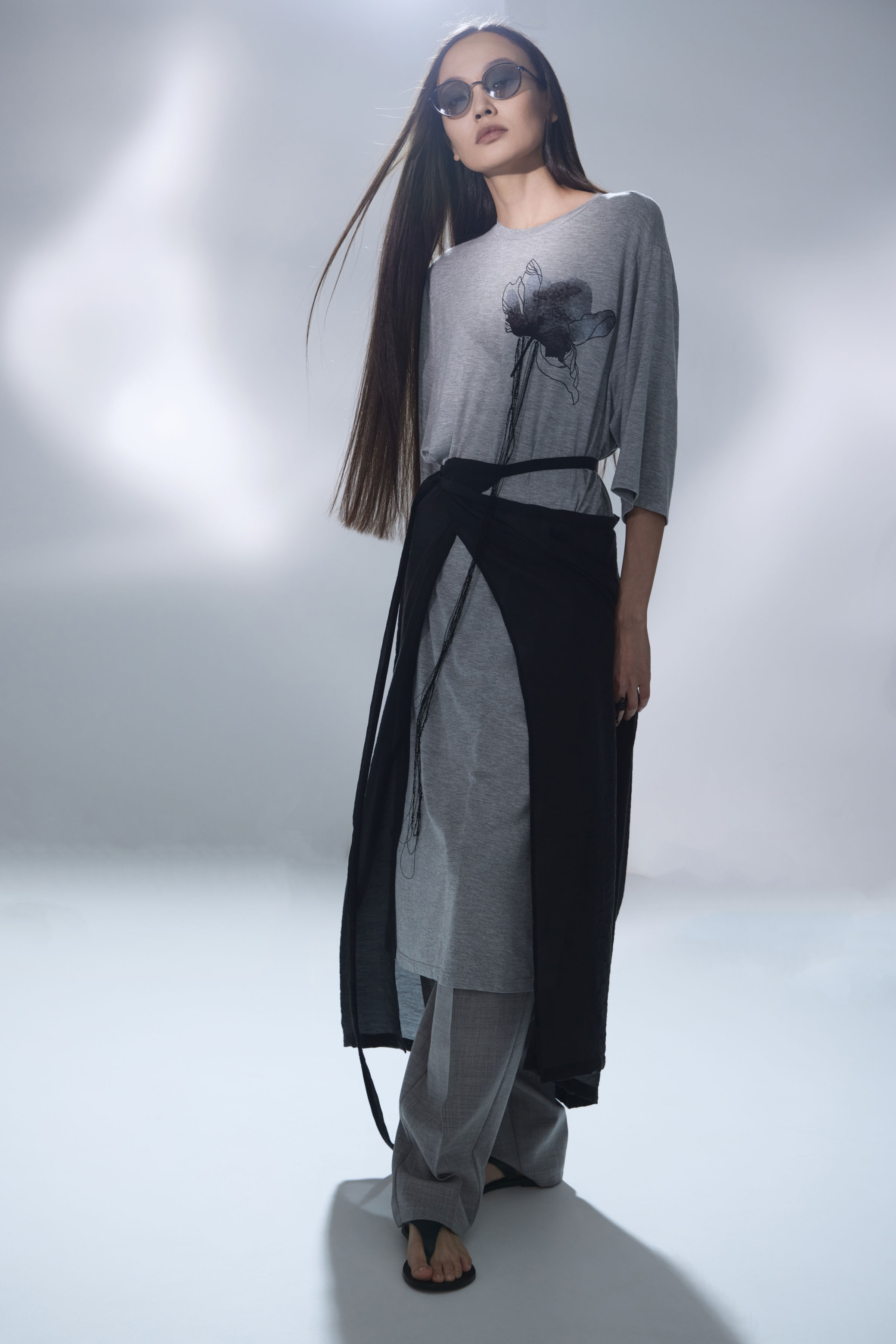 Платье футболка с принтом Цветок