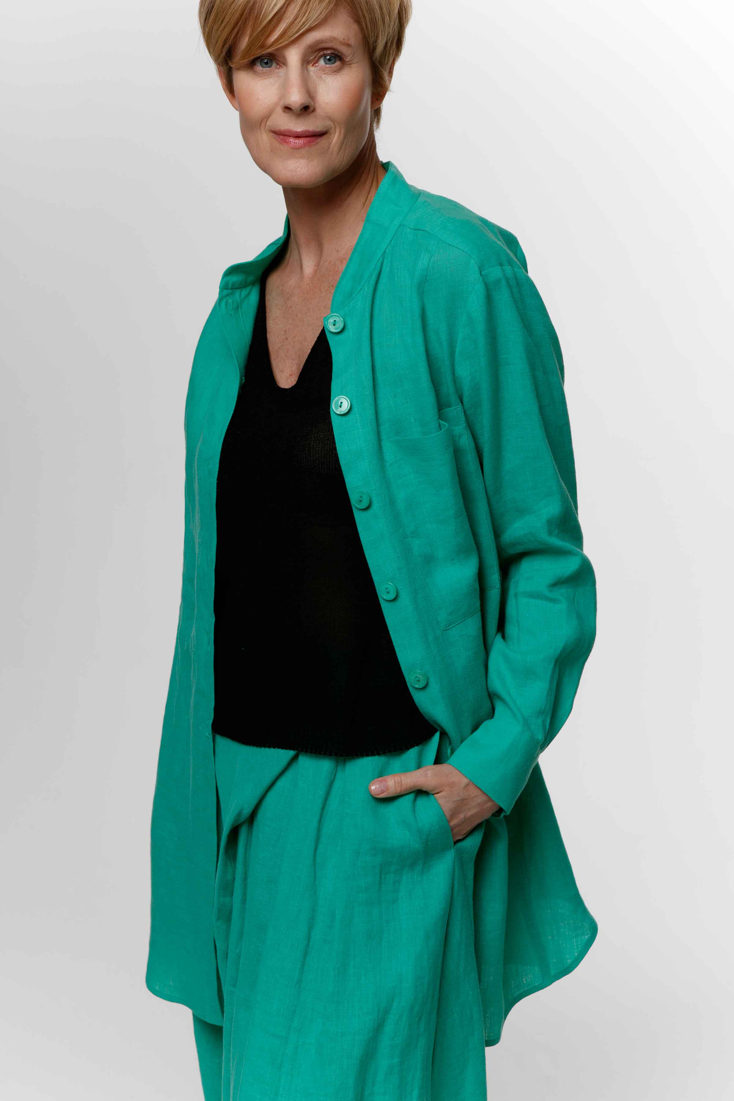 Блуза с кокеткой, мягкий лён  от Lesel (Лесель)! Заказывайте по ✆ 8 (800) 777 02 37