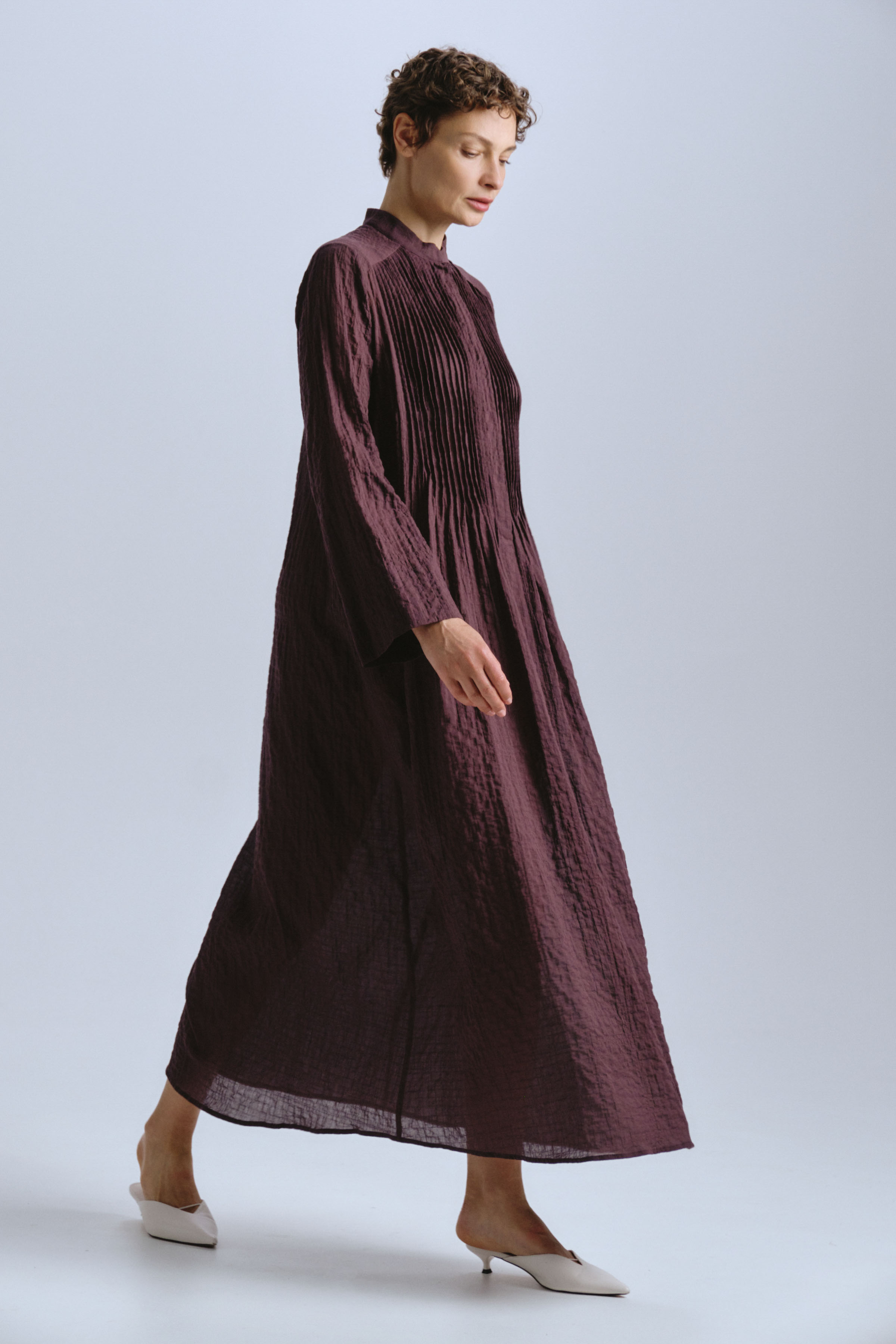 Платье рубашка с защипами, с длинным рукавом 75 Шоколад (chocolat) от Lesel (Лесель)! Заказывайте по ✆ 8 (800) 777 02 37