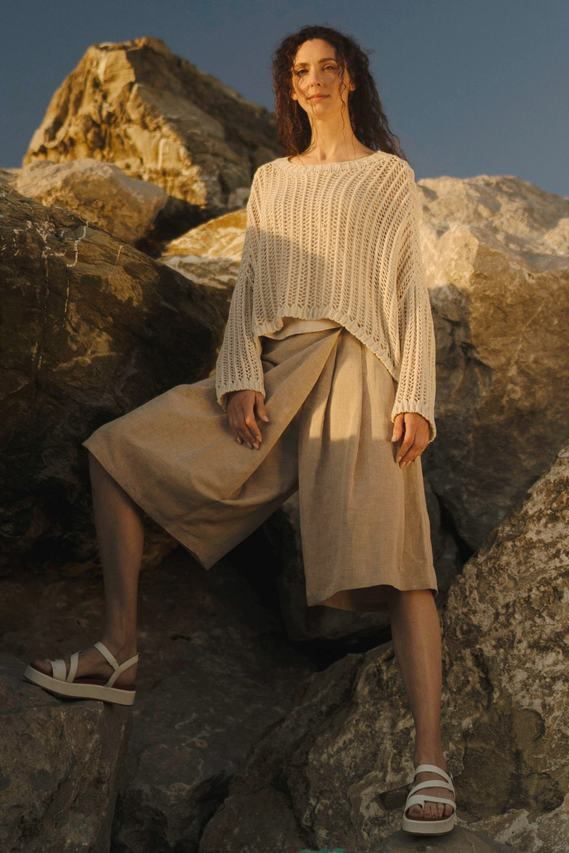 Брюки-юбка короткие, лён  от Lesel (Лесель)! Заказывайте по ✆ 8 (800) 777 02 37