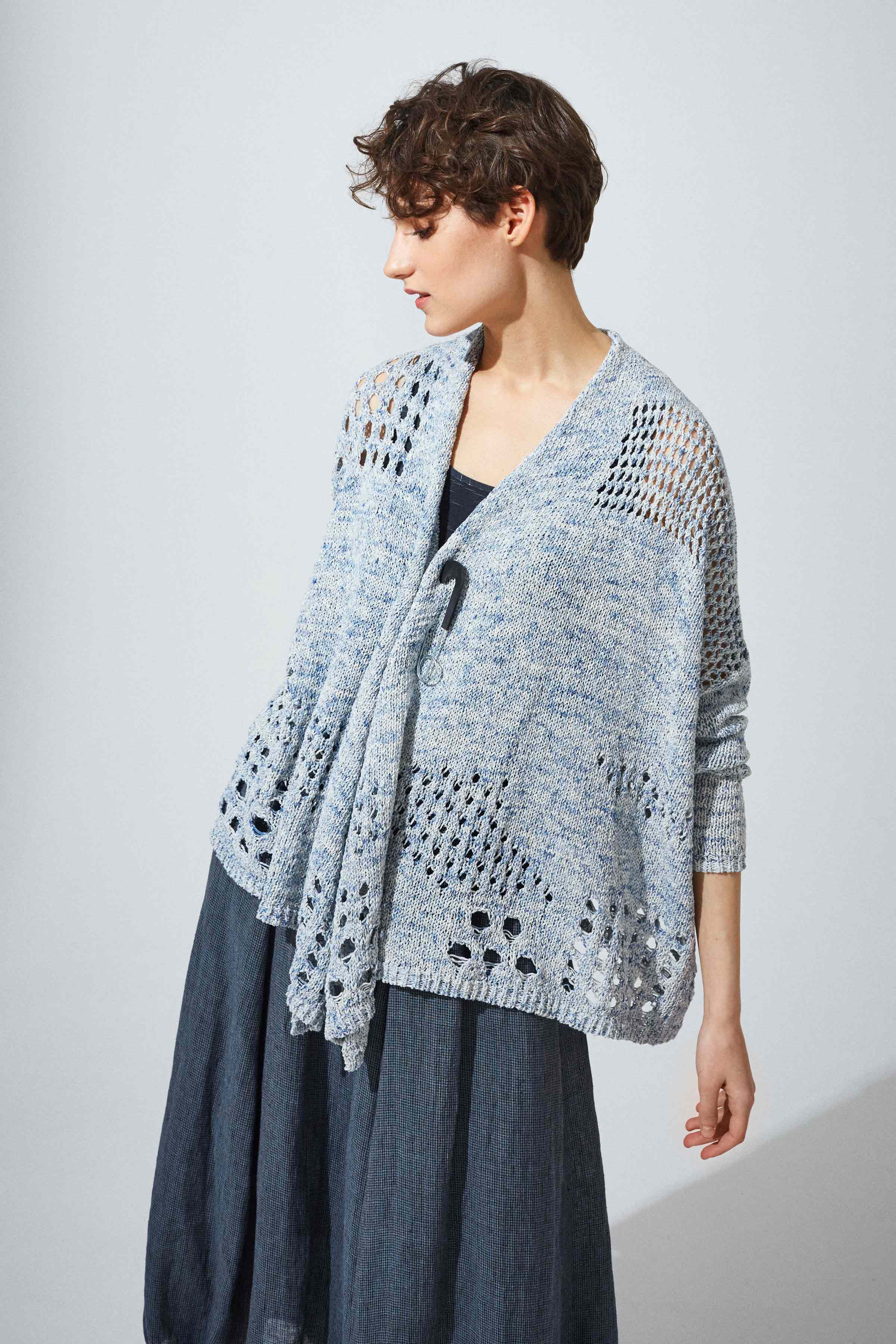 Кардиган «Кроше»  39 Светло- джинсовый (denim bleu clair)  от Lesel (Лесель)! Заказывайте по ✆ 8 (800) 777 02 37