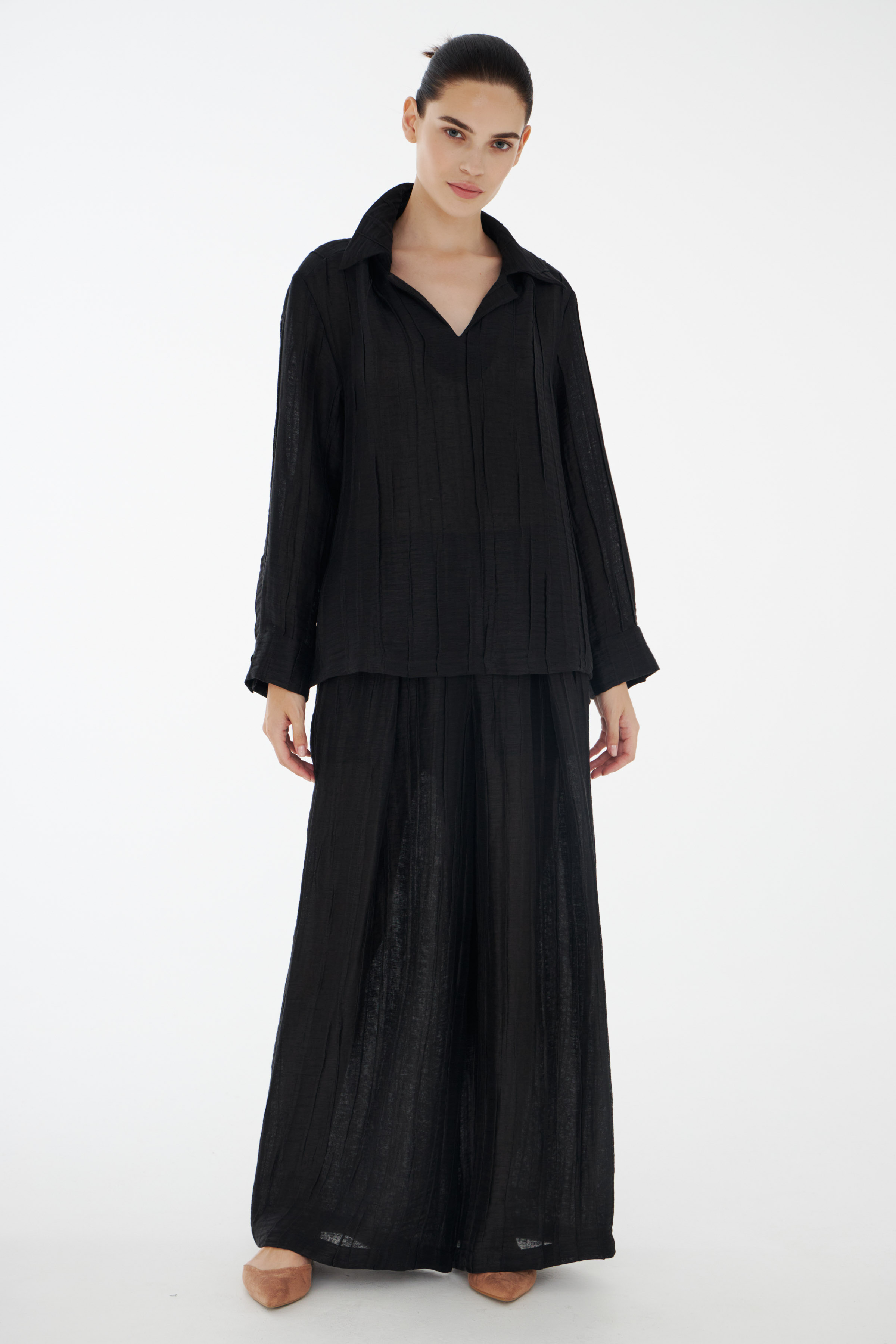 Блуза жатая двухслойная с разрезами  от Lesel (Лесель)! Заказывайте по ✆ 8 (800) 777 02 37