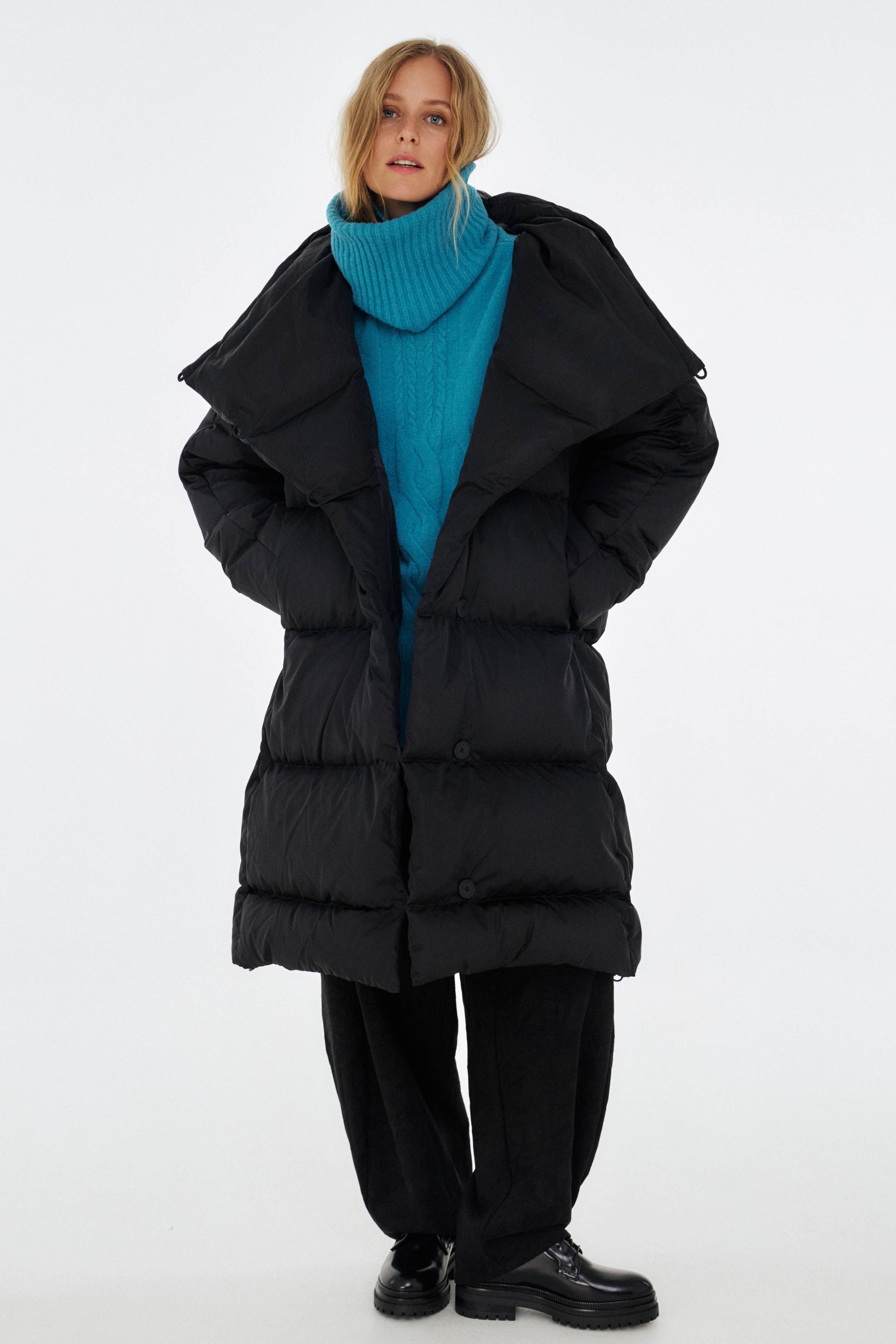 Пальто пуховое с навесными петлями 00 Черный (noir) от Lesel (Лесель)! Заказывайте по ✆ 8 (800) 777 02 37