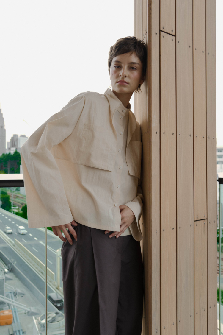 Блуза рубашка с отлетными кокетками, хлопок