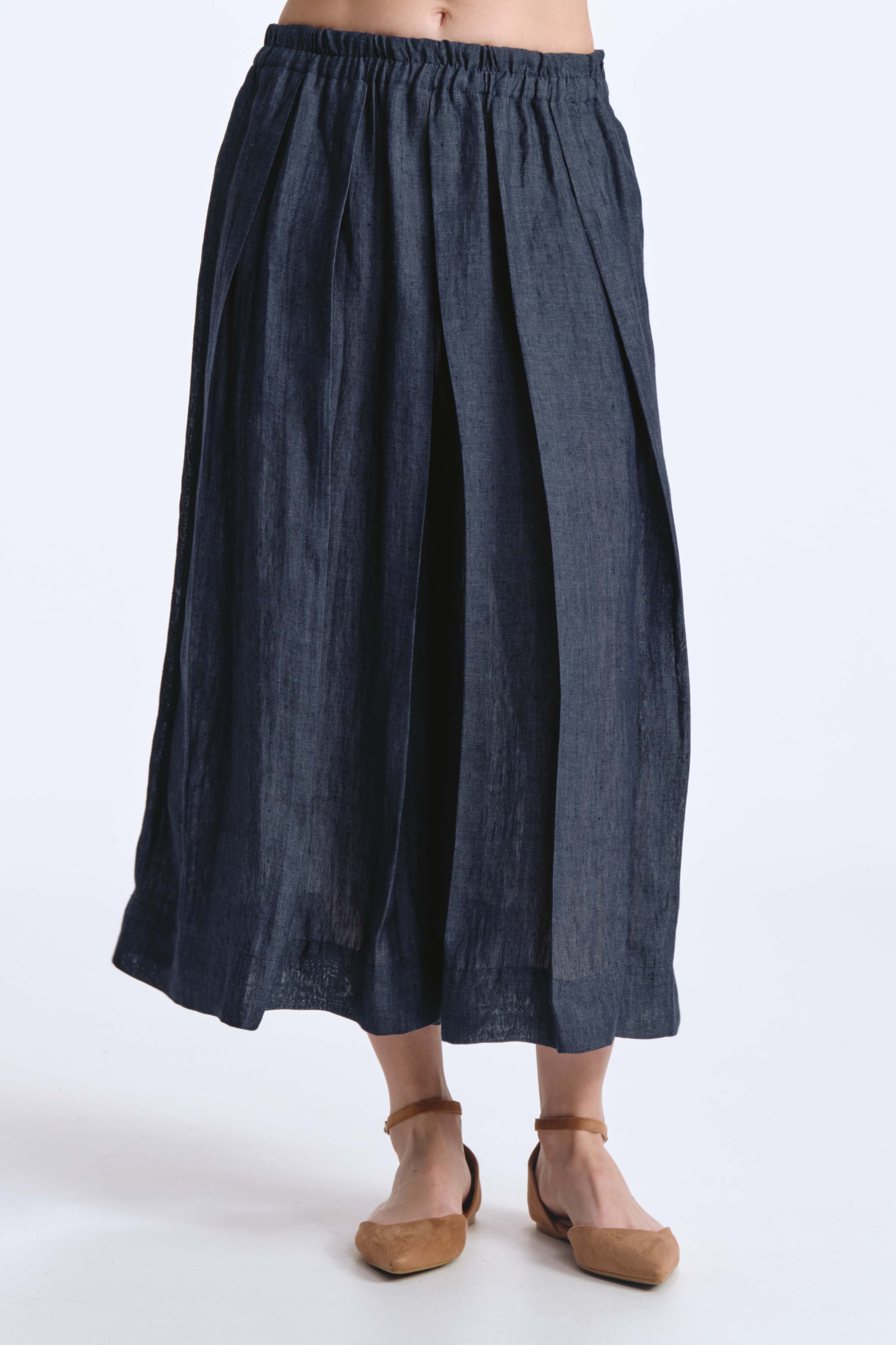 Юбка-брюки с широкими защипами 38 Джинсовый (denim) от Lesel (Лесель)! Заказывайте по ✆ 8 (800) 777 02 37