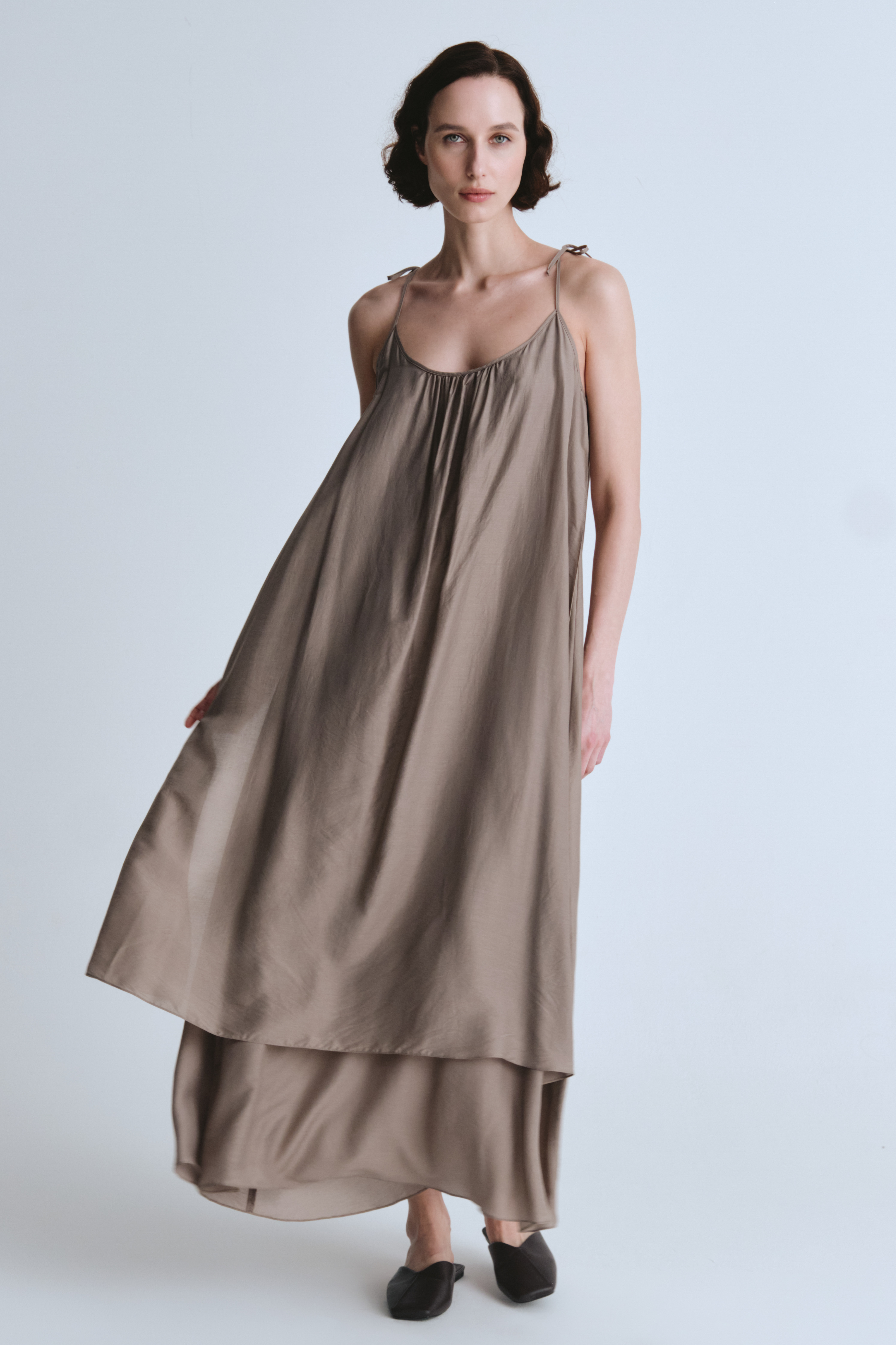 Платье сарафан клеш двухслойный, шёлк