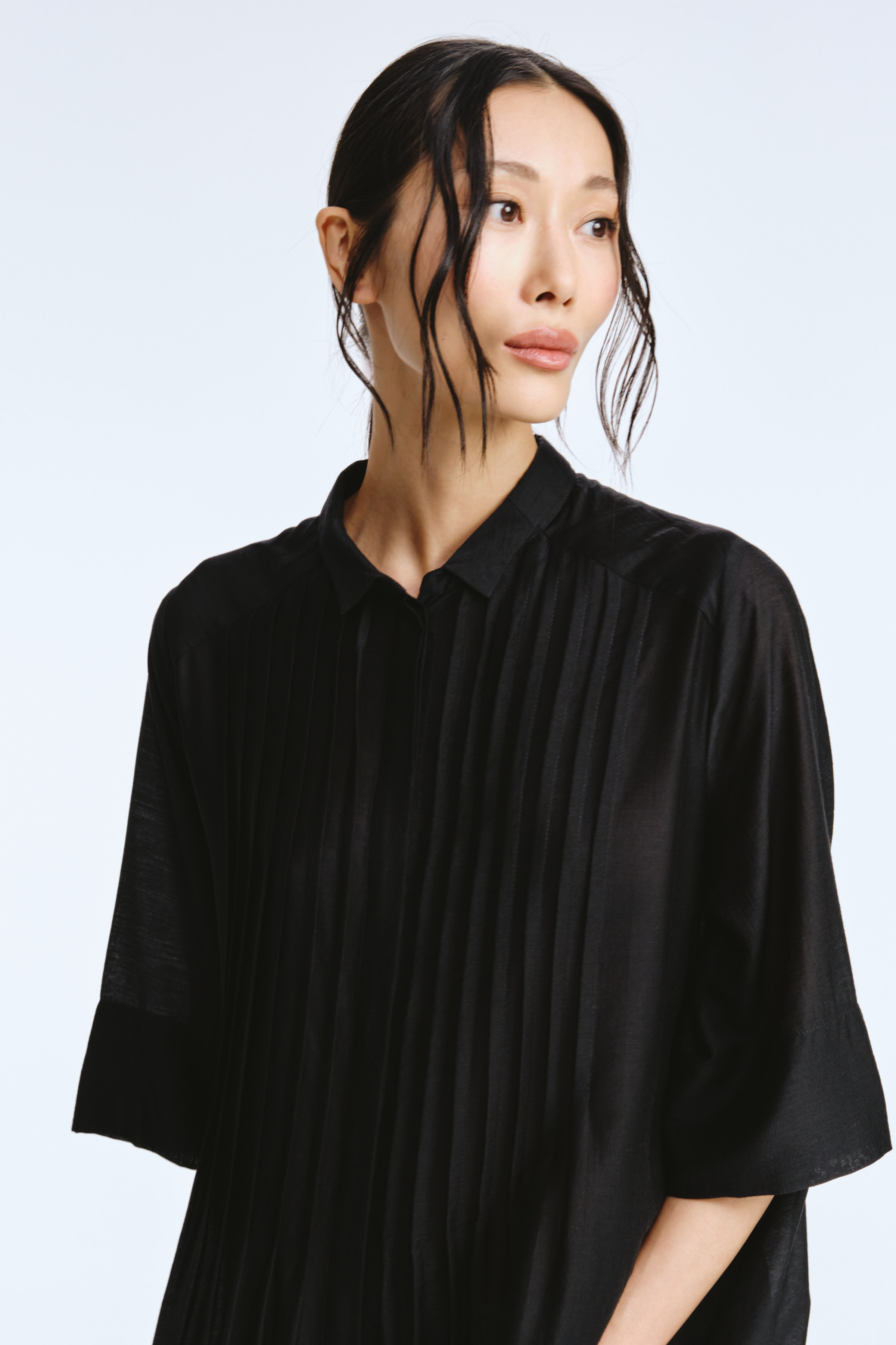 Платье рубашка с защипами 00 Черный (noir) от Lesel (Лесель)! Заказывайте по ✆ 8 (800) 777 02 37