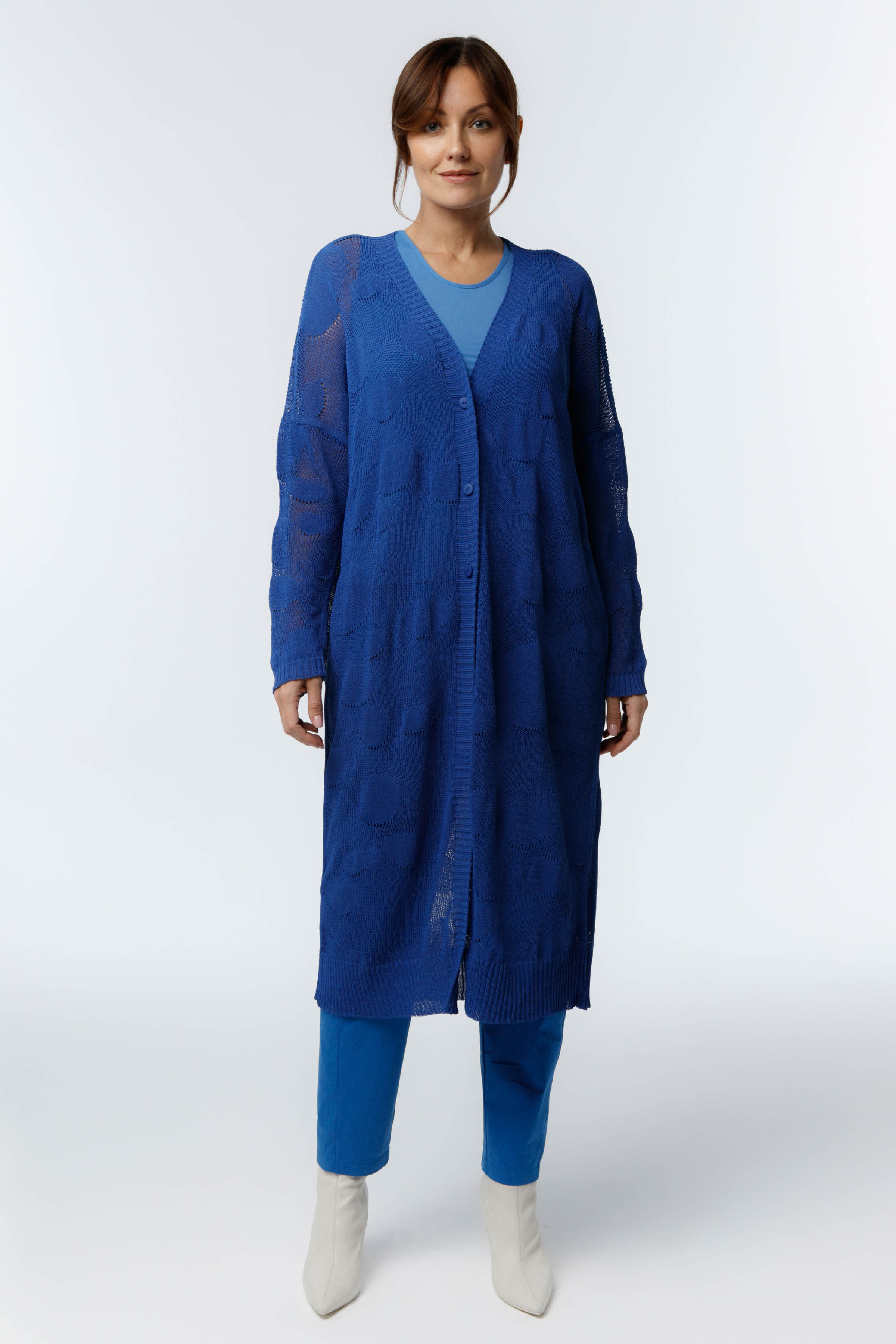 Кардиган удлиненный Круги 36 Электрик (electrique) от Lesel (Лесель)! Заказывайте по ✆ 8 (800) 777 02 37