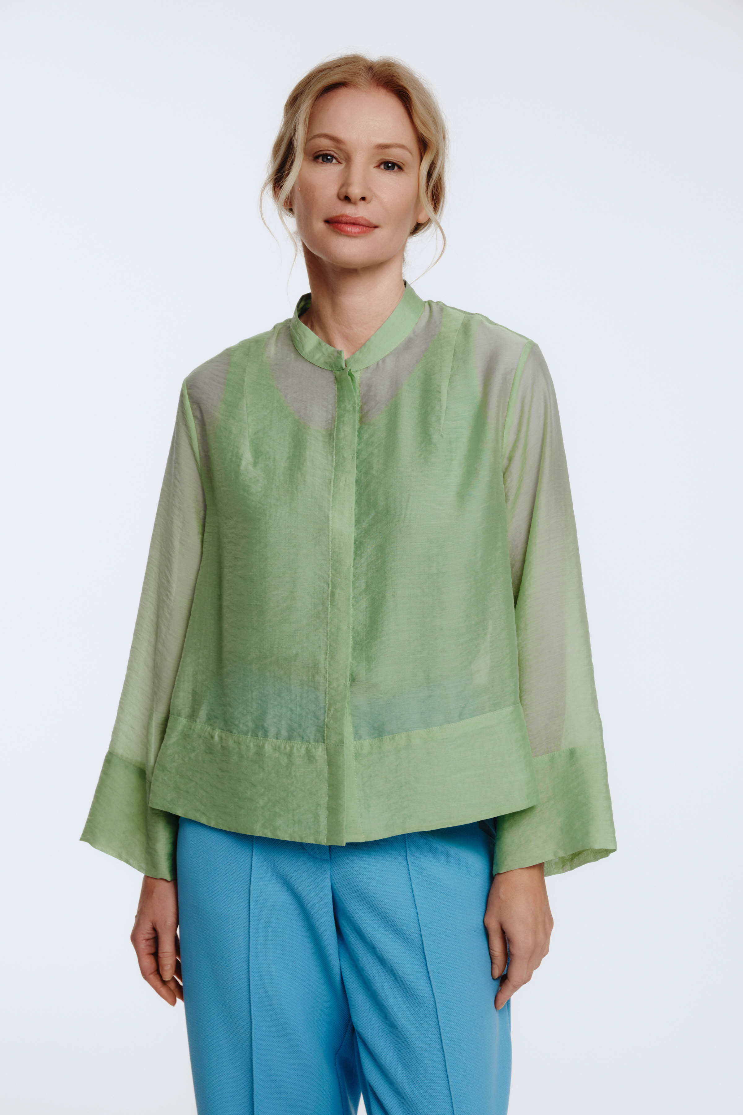 Блуза со стойкой и планкой, прозрачная  от Lesel (Лесель)! Заказывайте по ✆ 8 (800) 777 02 37