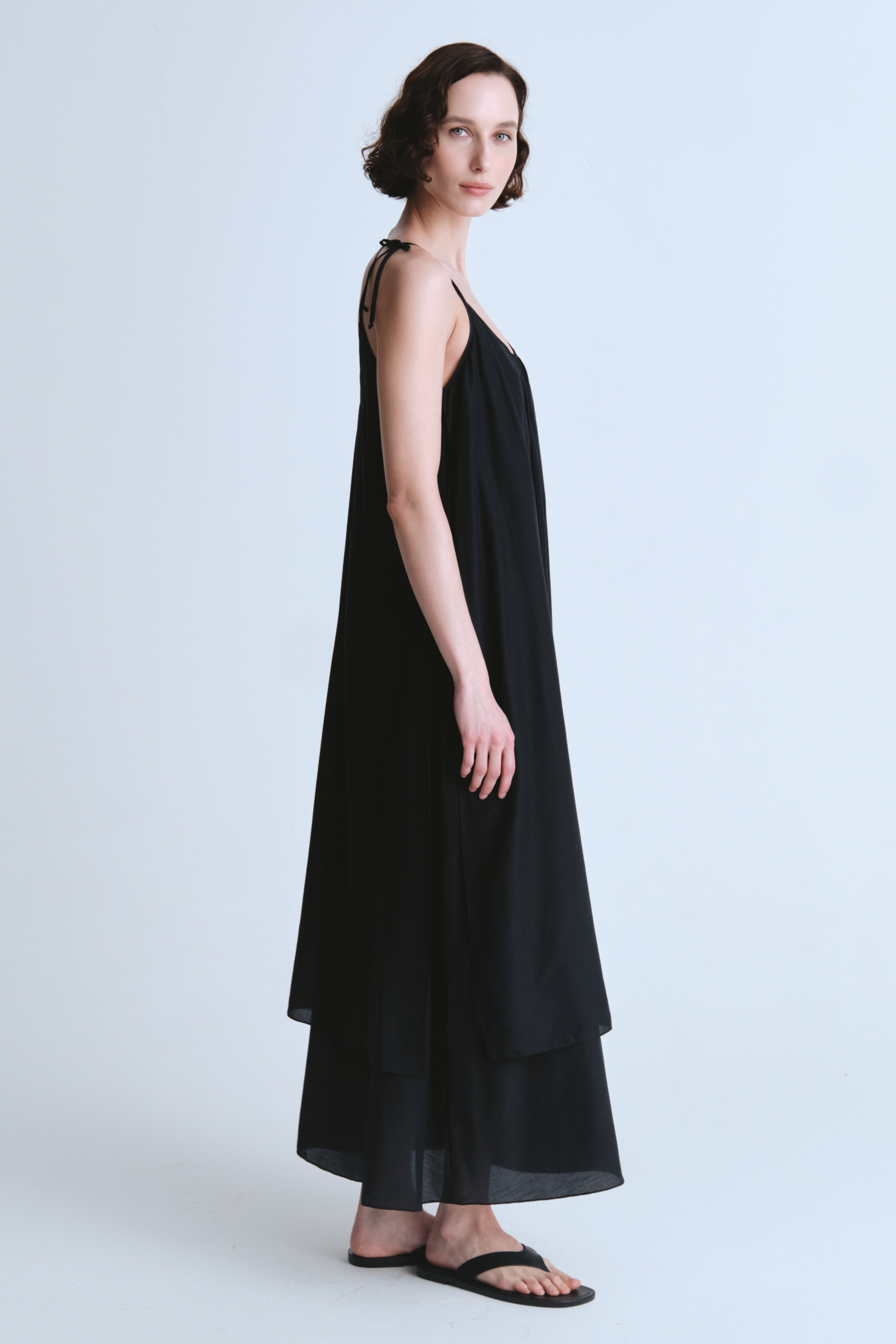 Платье сарафан клеш двухслойный, шёлк