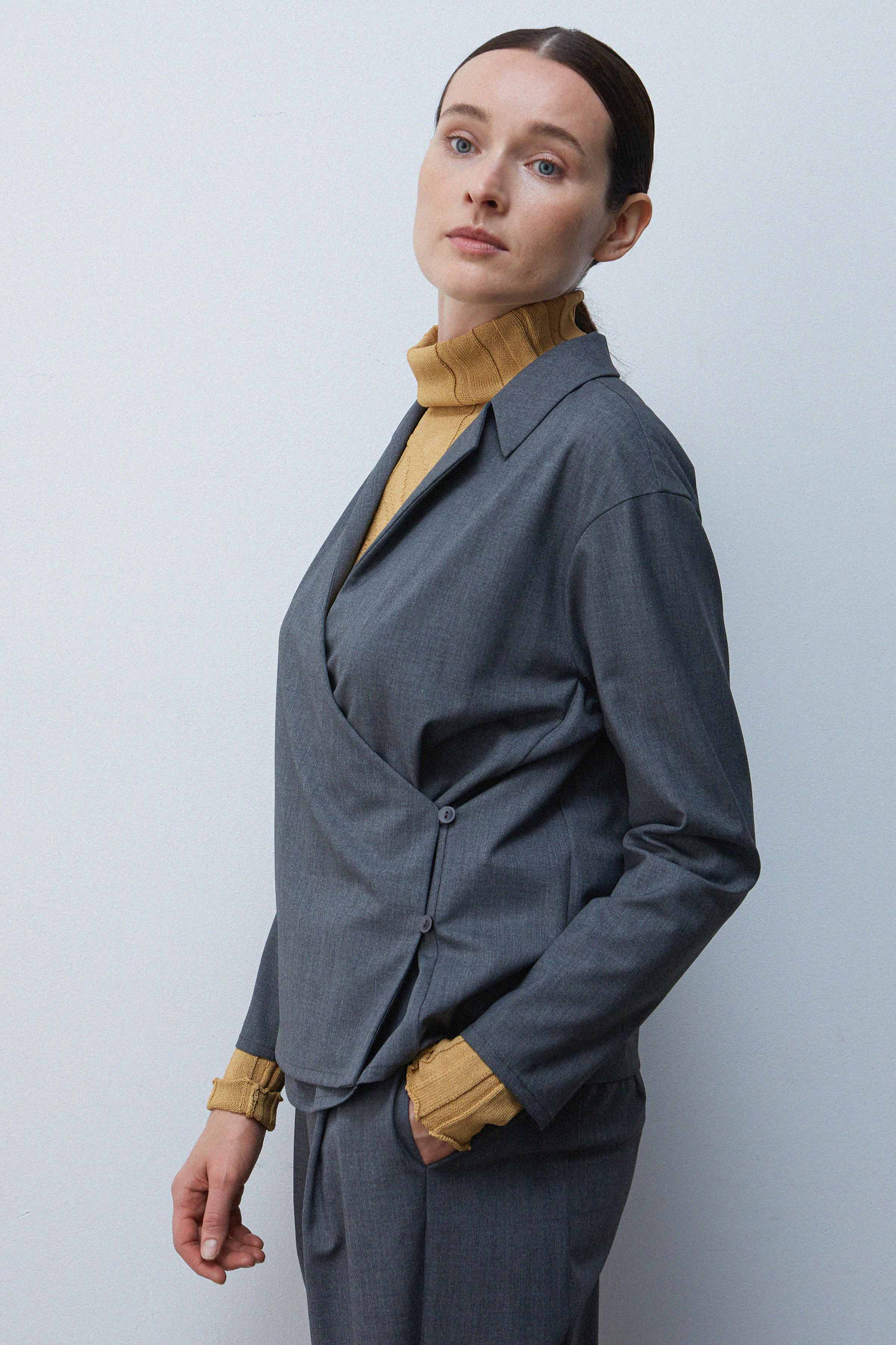 Блуза Сити с запахом 11 Антрацит (anthracite) от Lesel (Лесель)! Заказывайте по ✆ 8 (800) 777 02 37