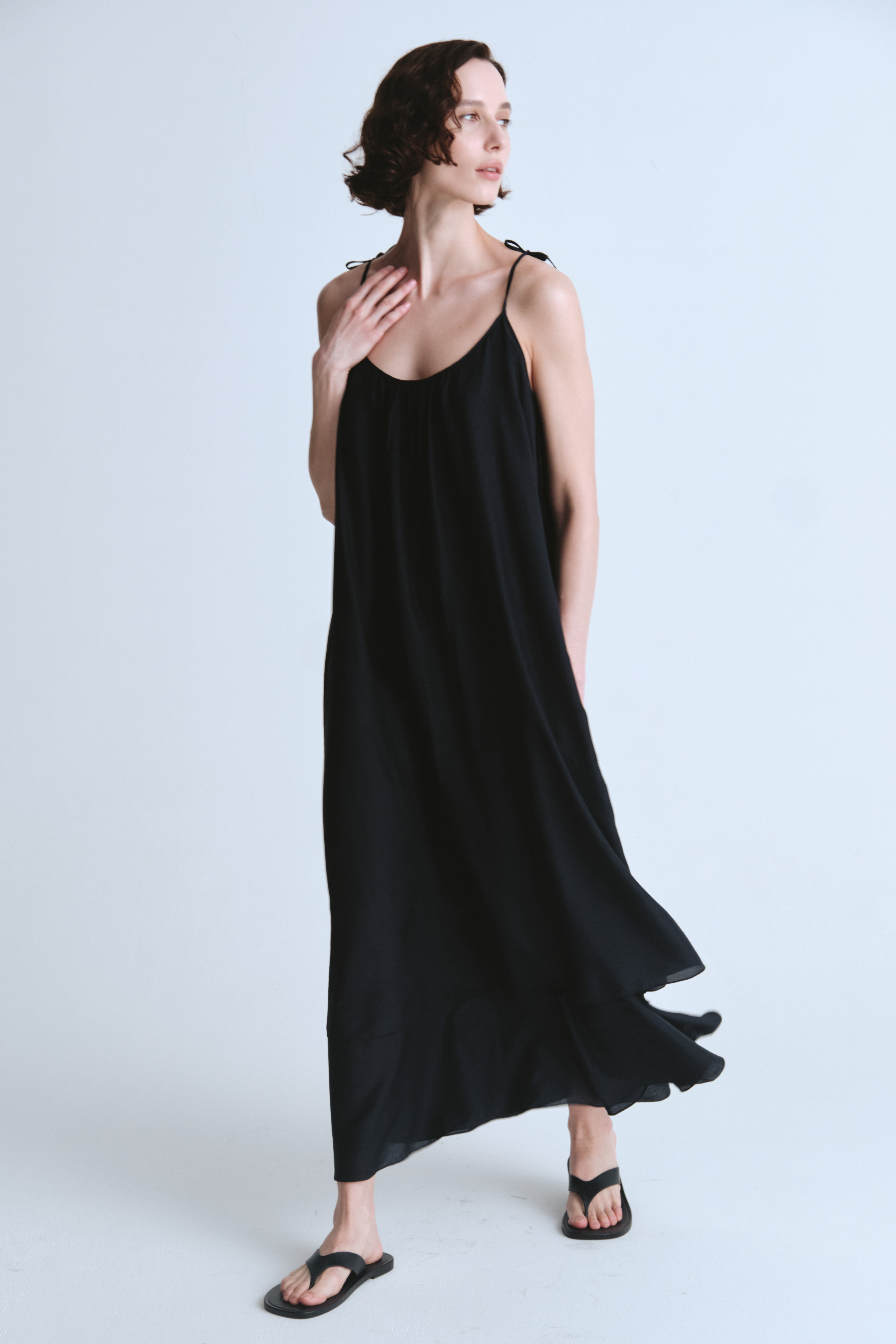 Платье сарафан клеш двухслойный, шёлк