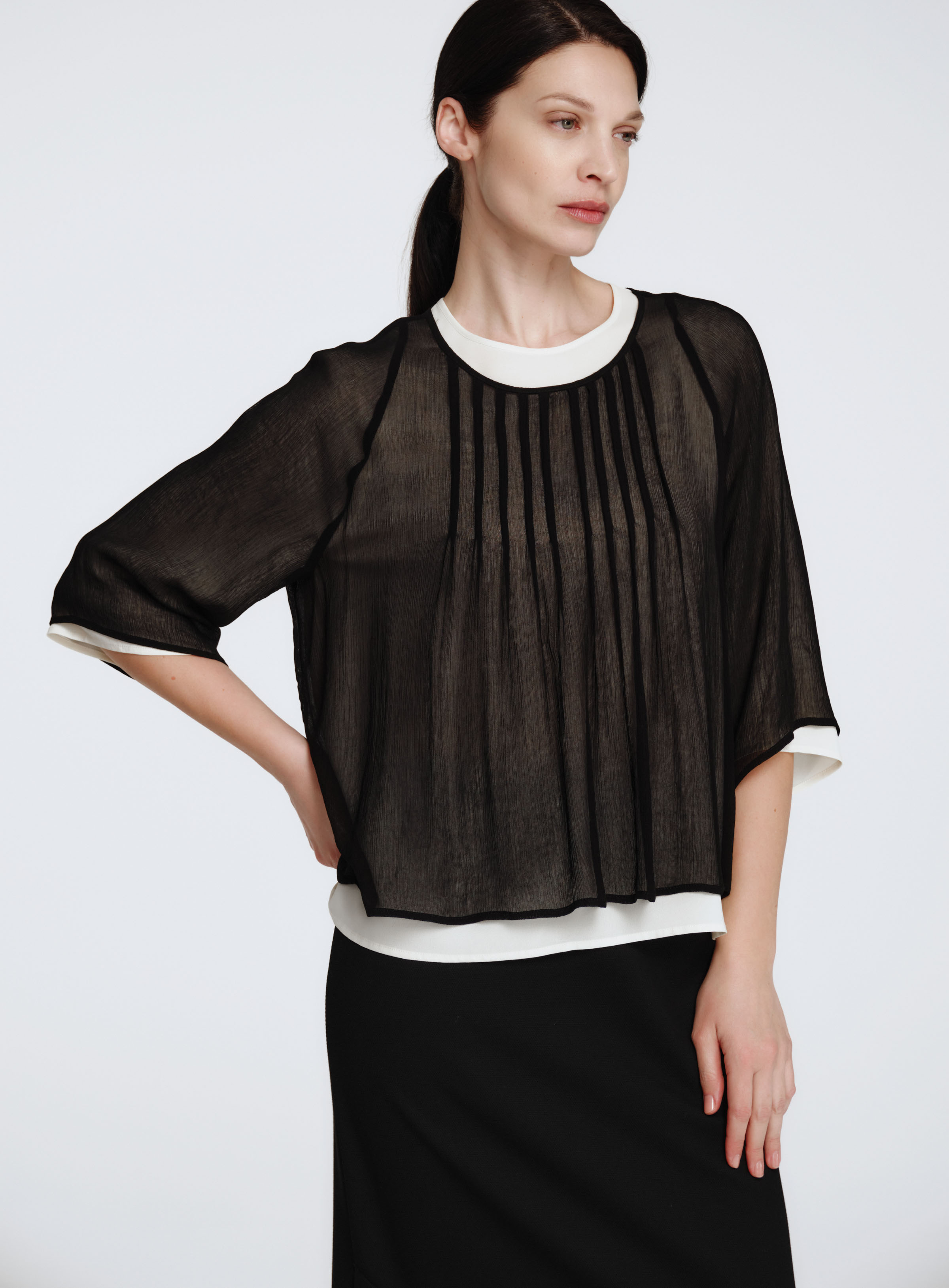 Блуза двухслойная, защипы, реглан  от Lesel (Лесель)! Заказывайте по ✆ 8 (800) 777 02 37