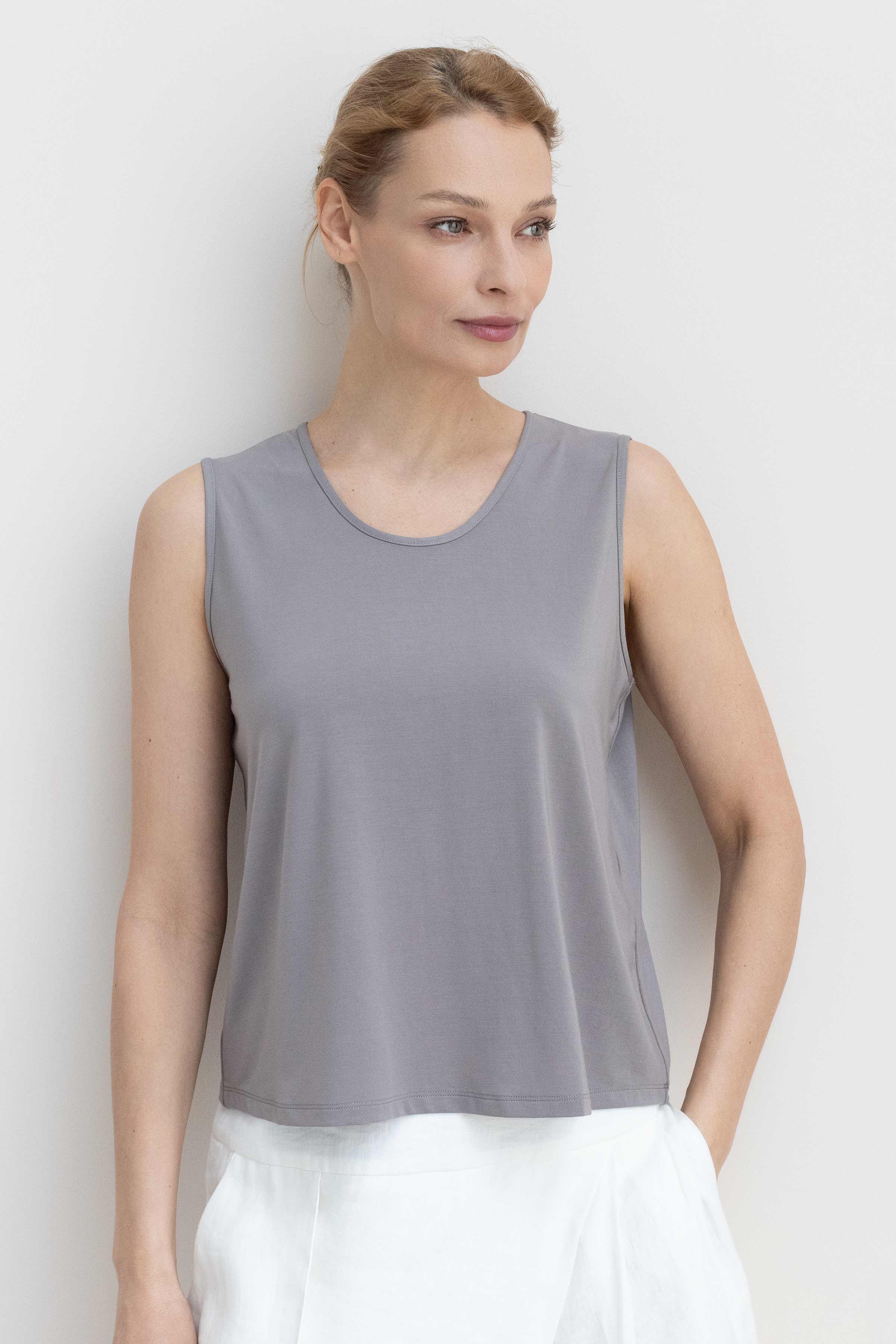 Блуза база, без рукавов, тонкий трикотаж  от Lesel (Лесель)! Заказывайте по ✆ 8 (800) 777 02 37