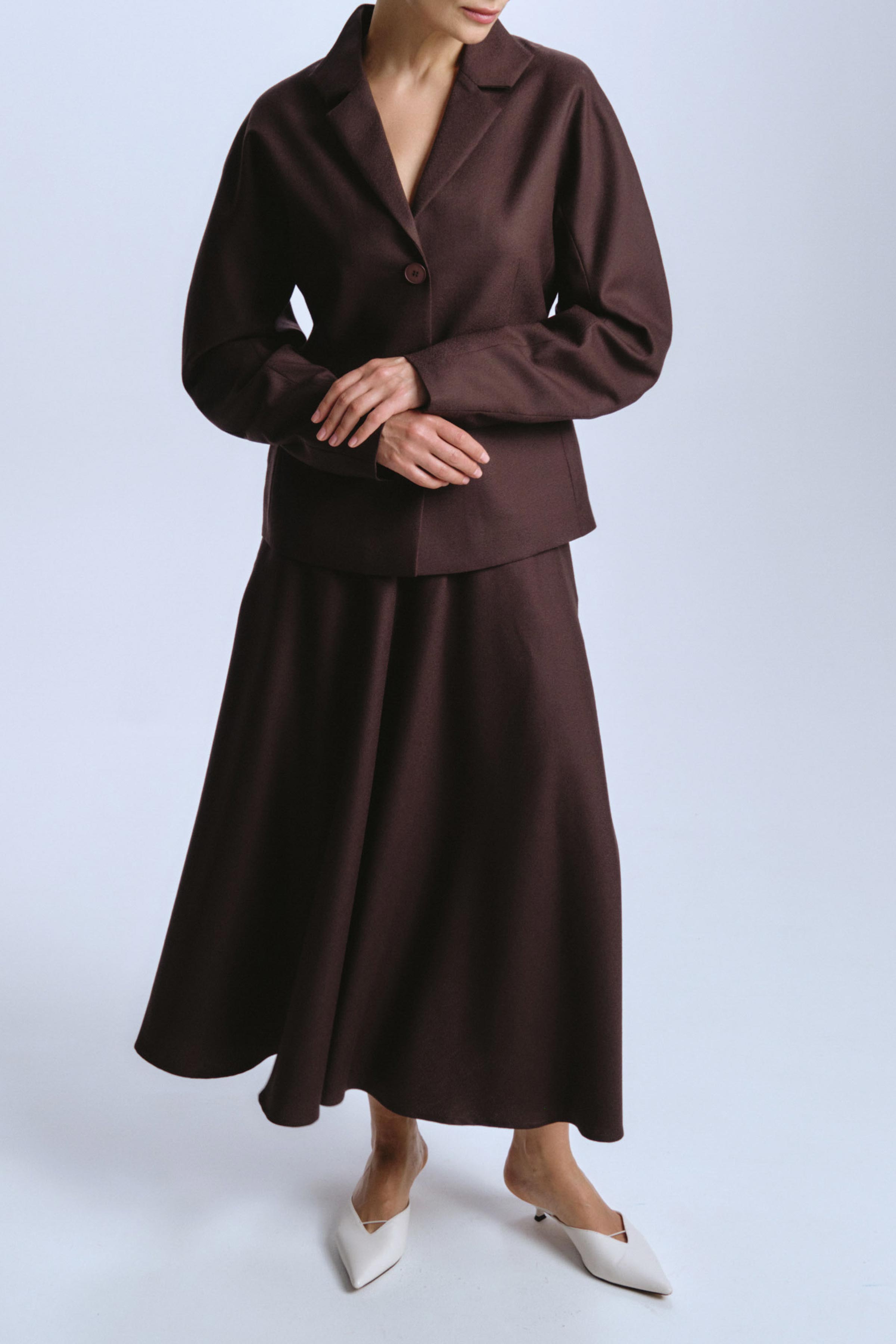 Юбка клеш, шерсть 72 Кофе (cafe) от Lesel (Лесель)! Заказывайте по ✆ 8 (800) 777 02 37