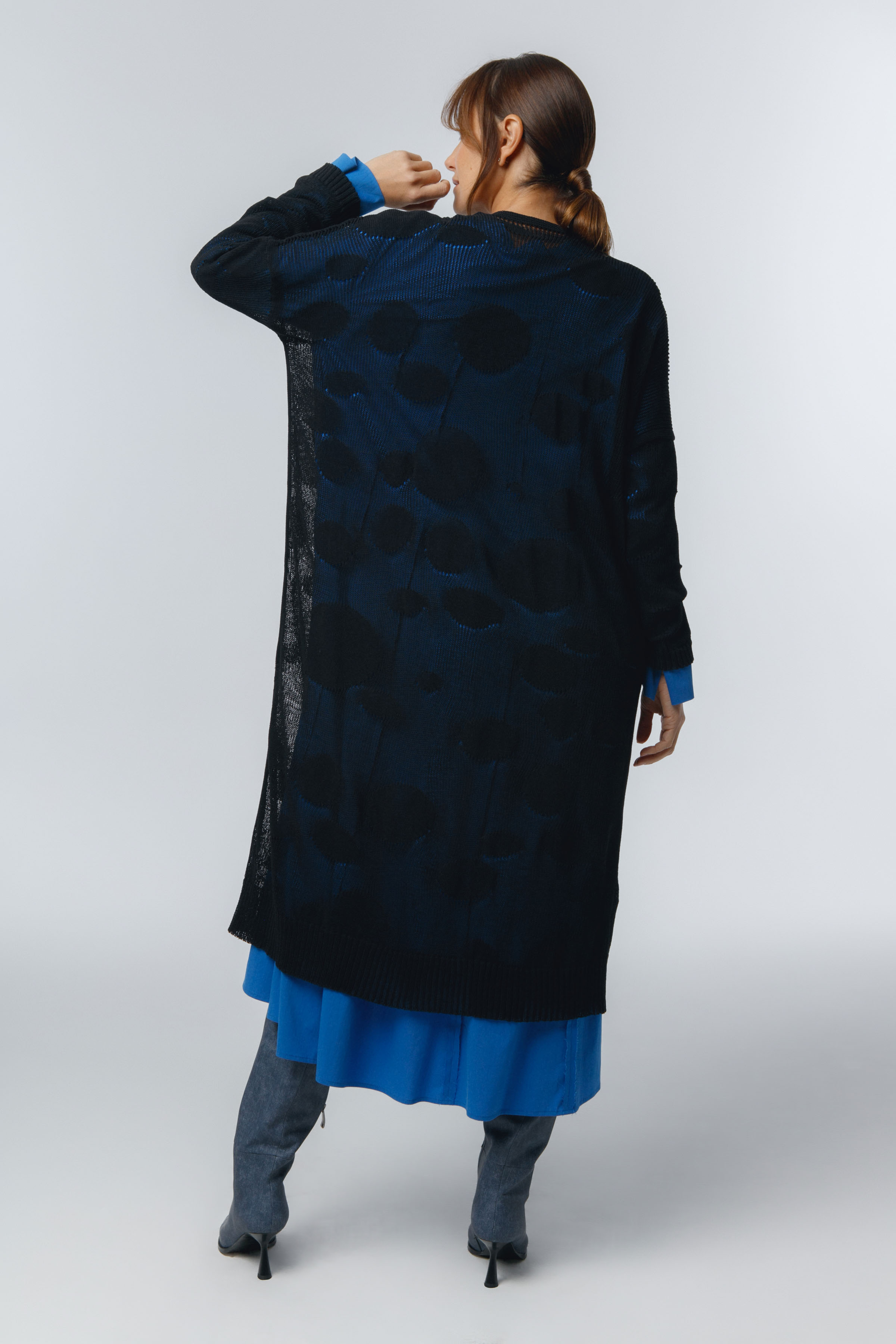 Кардиган удлиненный Круги 00 Черный (noir) от Lesel (Лесель)! Заказывайте по ✆ 8 (800) 777 02 37