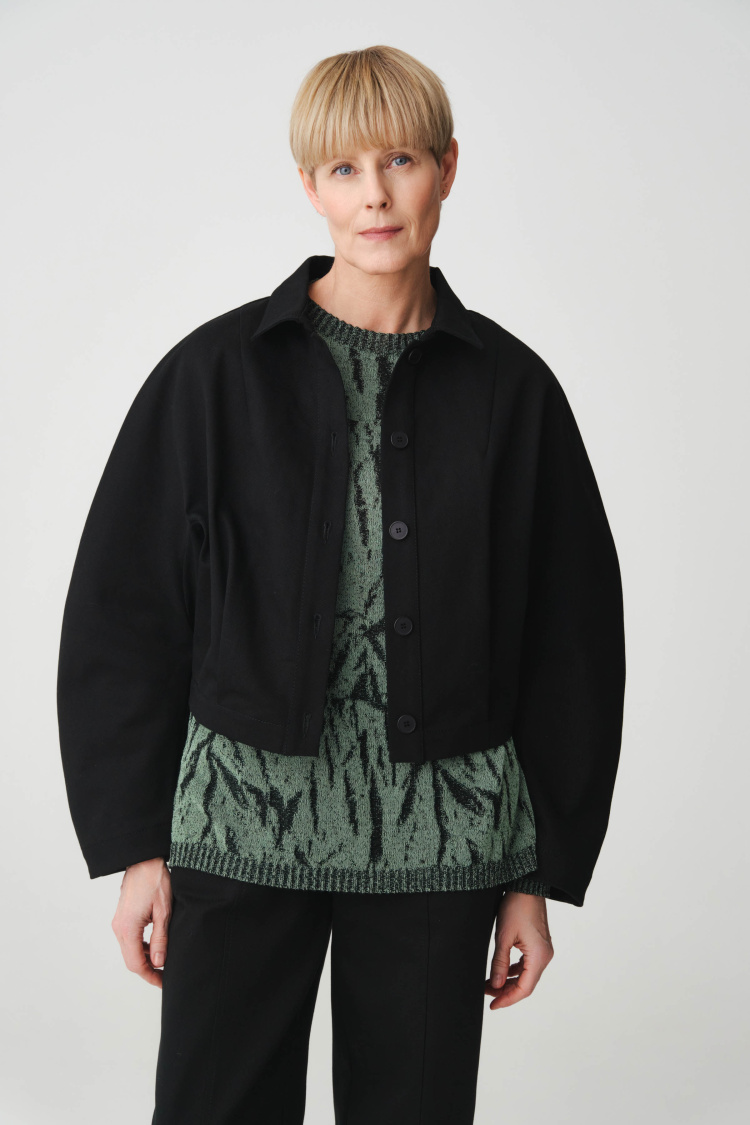 Жакет с фигурной ластовицей, плотный хлопок