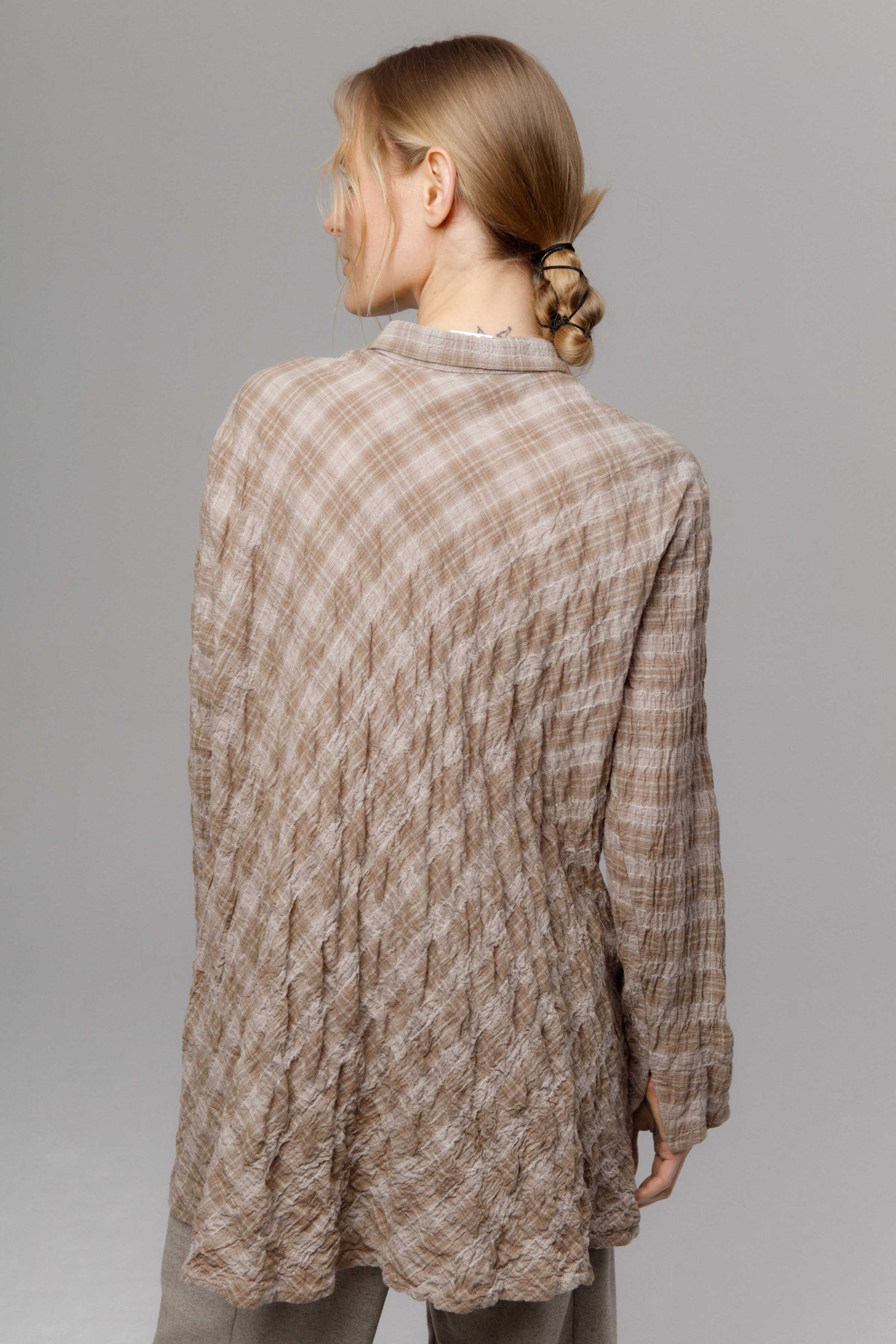 Блуза Рубашка в клетку 15 Серый меланж (melange gris) от Lesel (Лесель)! Заказывайте по ✆ 8 (800) 777 02 37