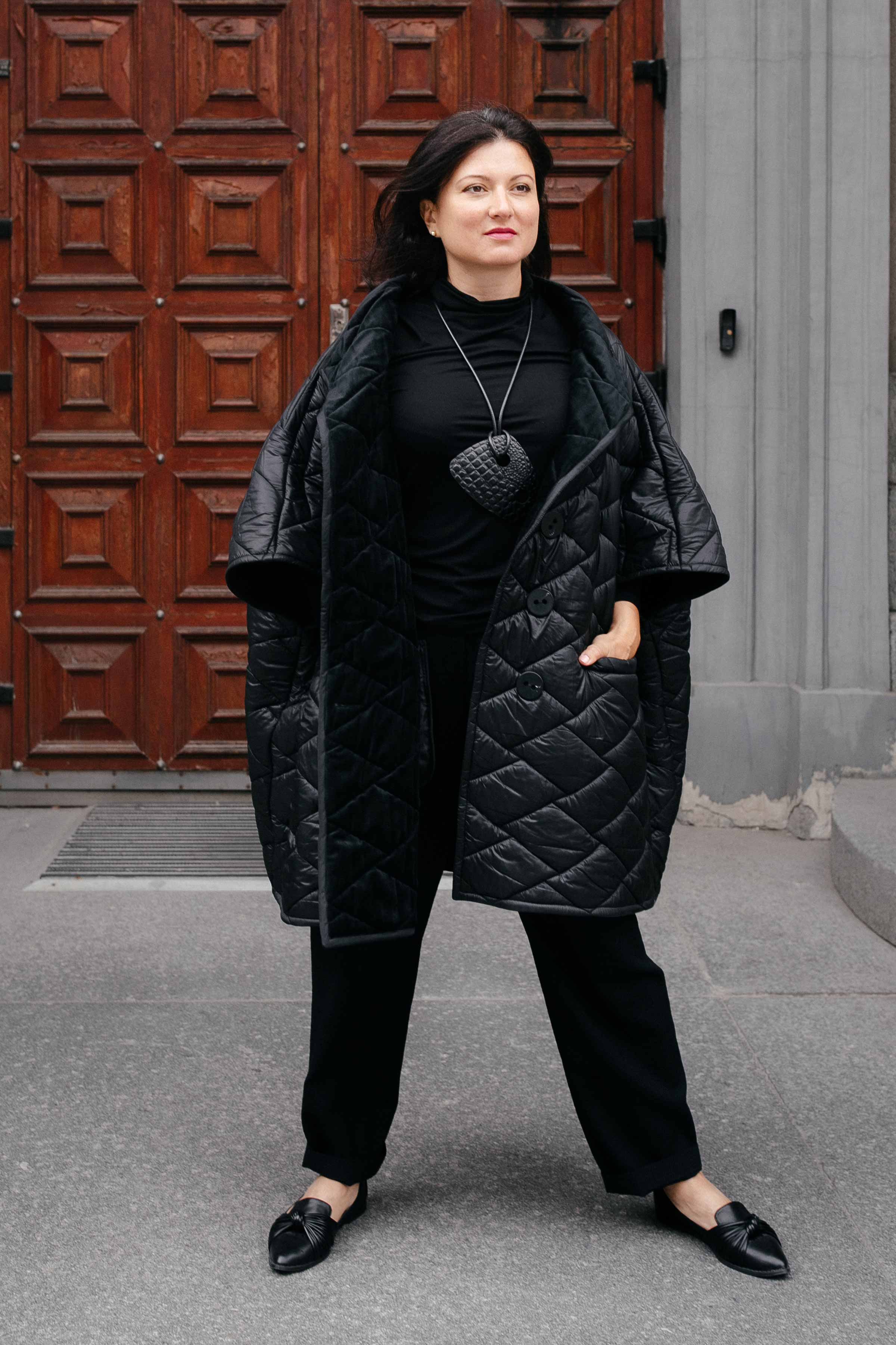 Куртка  Пончо стежка 00 Черный (noir) от Lesel (Лесель)! Заказывайте по ✆ 8 (800) 777 02 37