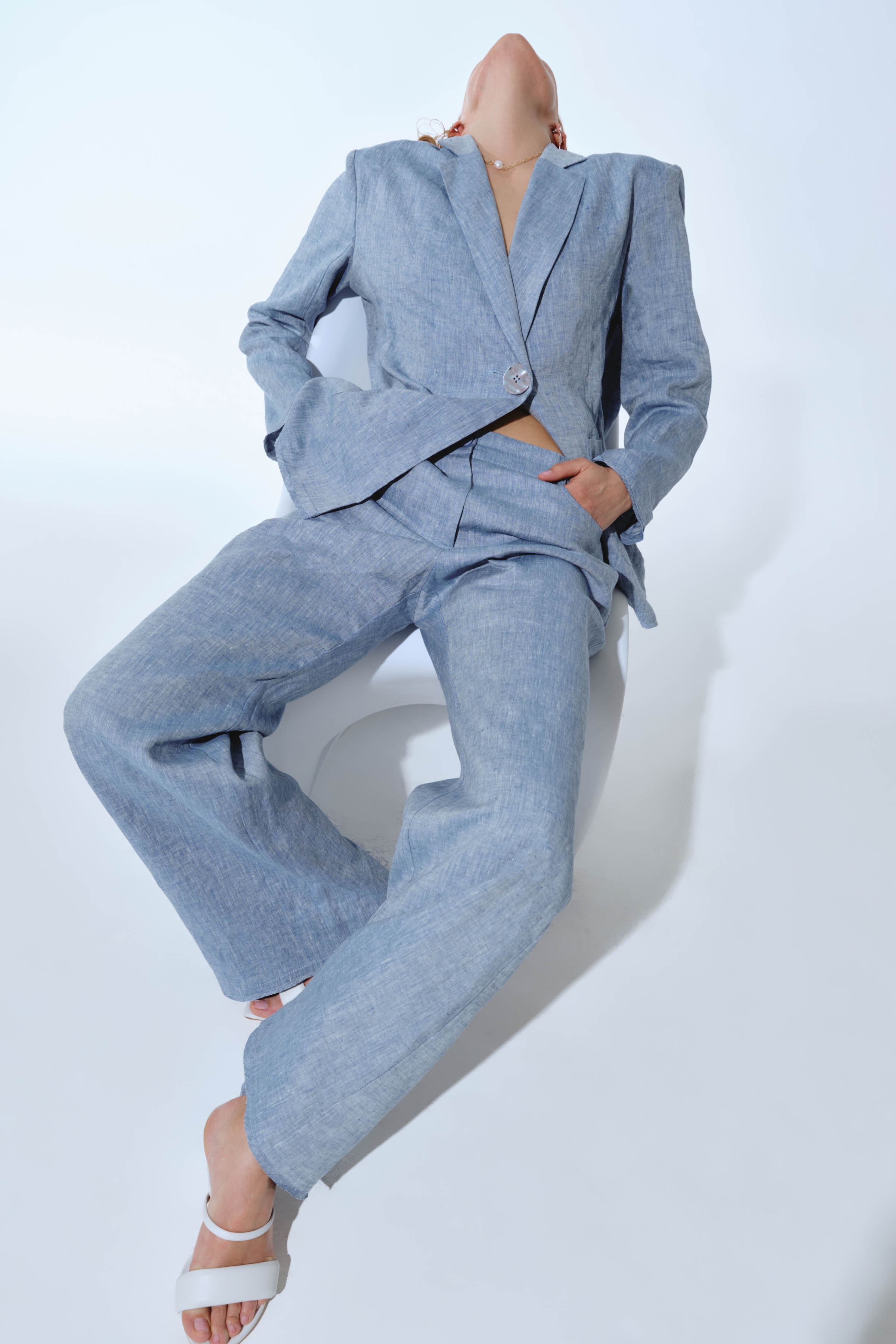 Брюки Прямые трубы, лён меланж  от Lesel (Лесель)! Заказывайте по ✆ 8 (800) 777 02 37