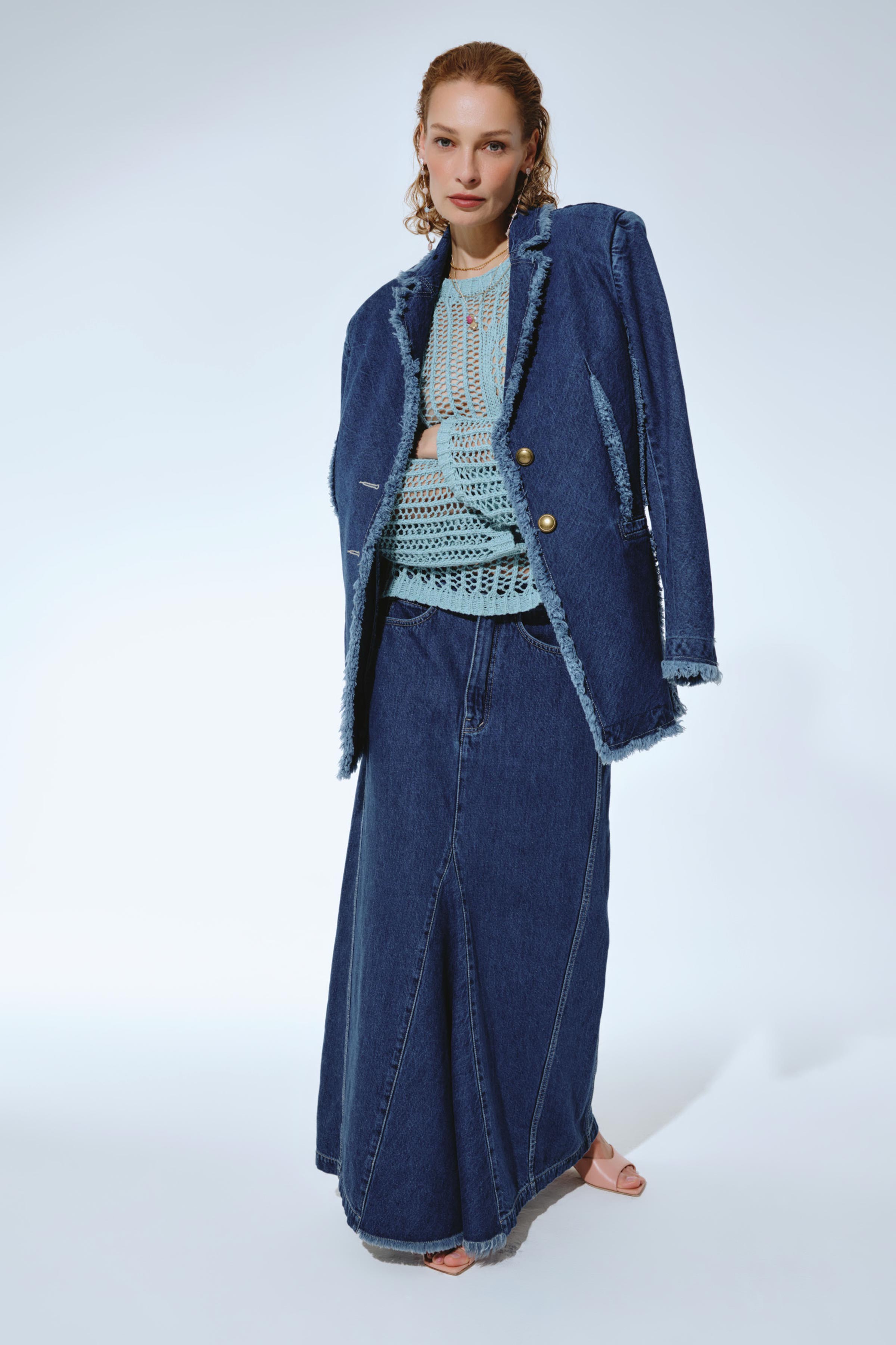 Жакет Гранж, джинса 38 Джинсовый (denim) от Lesel (Лесель)! Заказывайте по ✆ 8 (800) 777 02 37