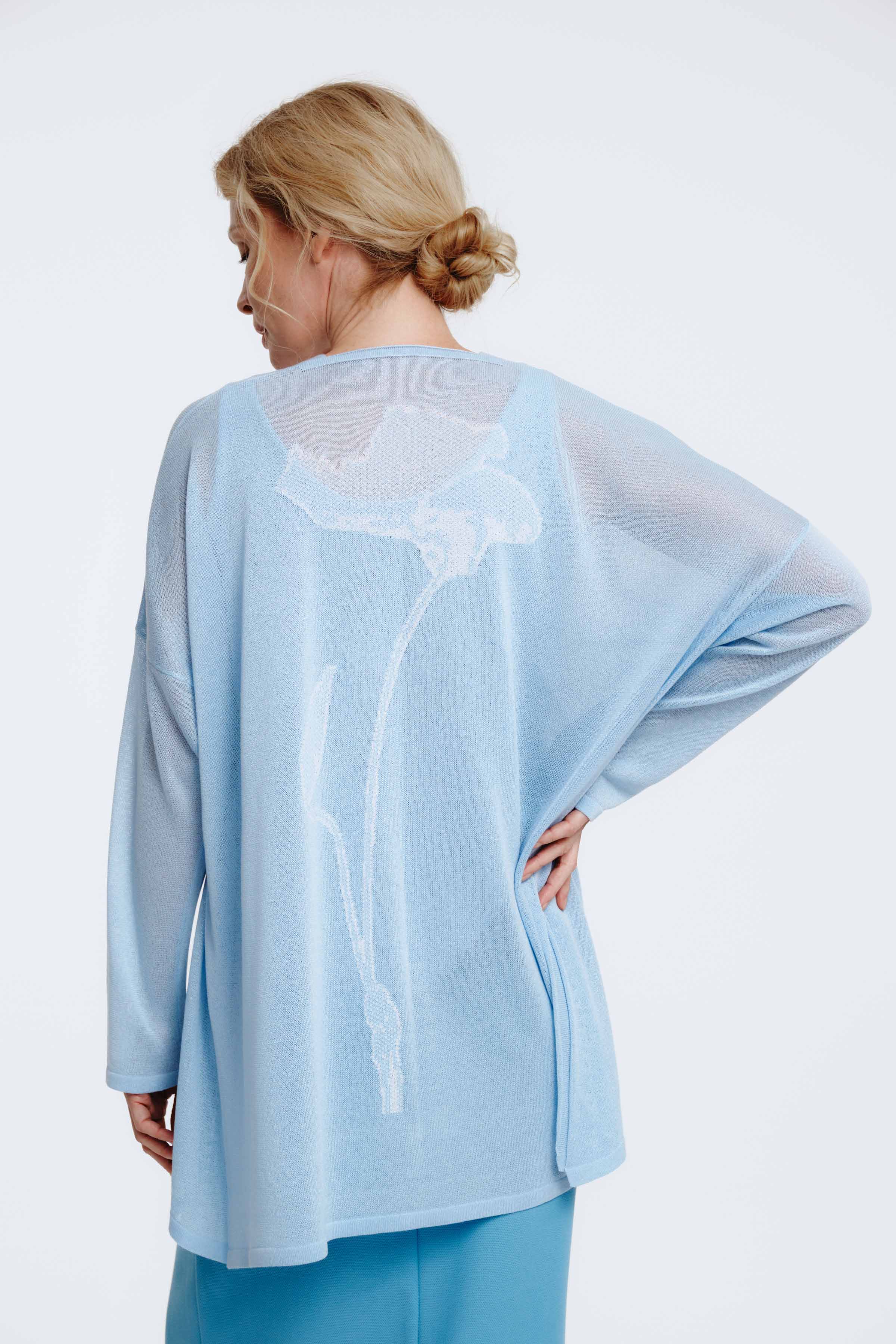 Кардиган Цветок с бутоном 34 Голубой лед (glace bleue) от Lesel (Лесель)! Заказывайте по ✆ 8 (800) 777 02 37
