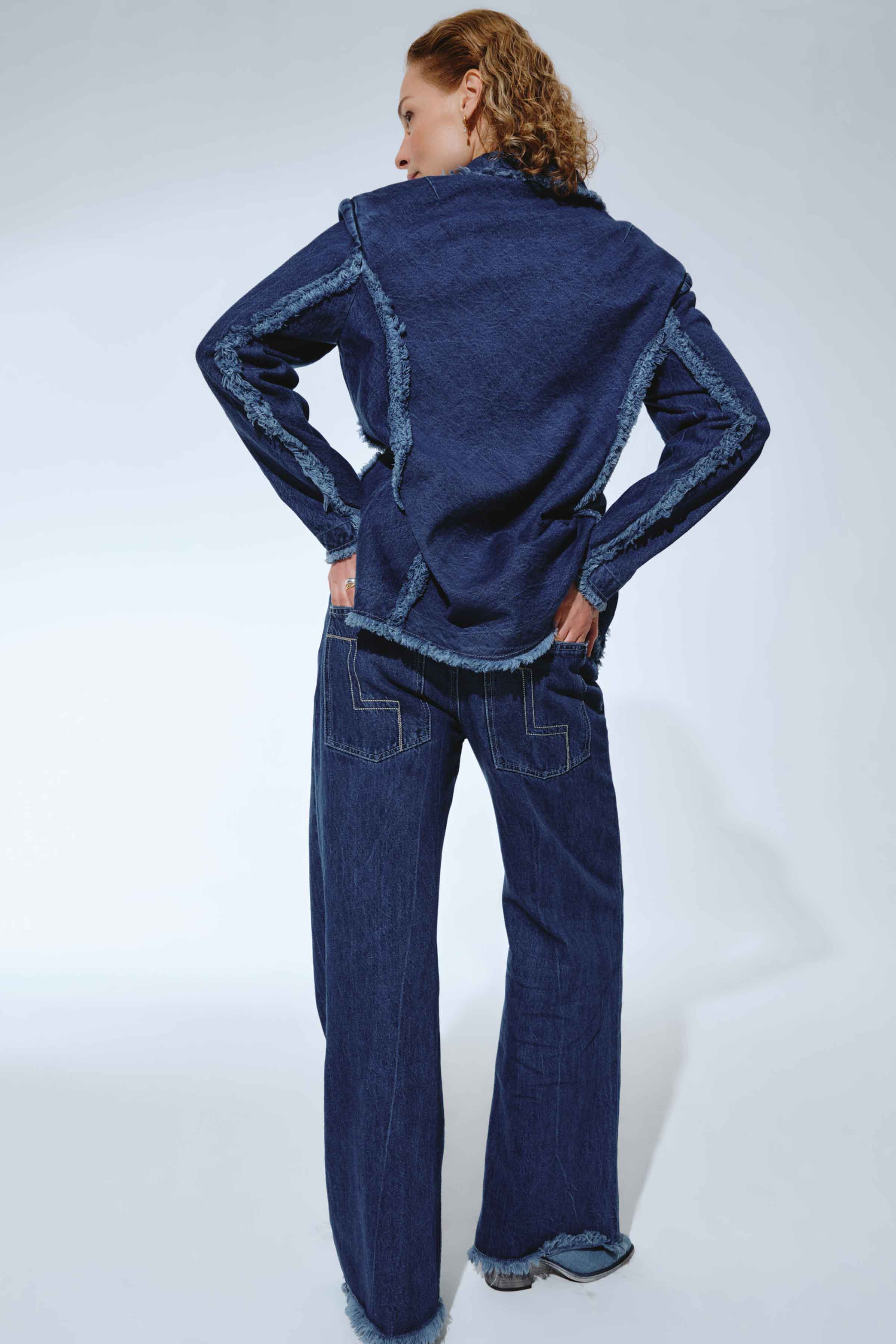 Брюки Трубы широкие, джинса