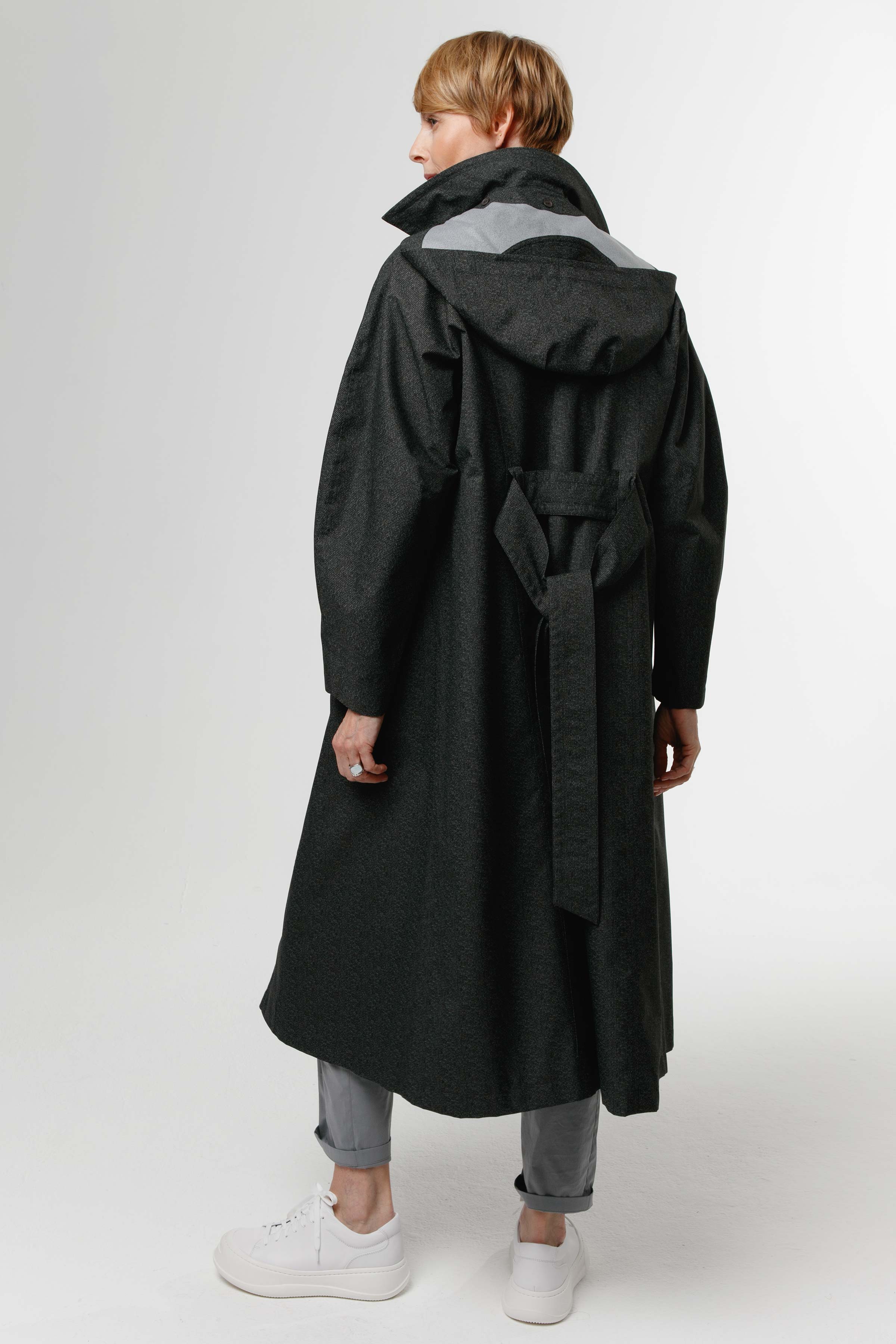 Плащ со съемным капюшоном, на подкладке 16 Черный меланж (melange noir) от Lesel (Лесель)! Заказывайте по ✆ 8 (800) 777 02 37