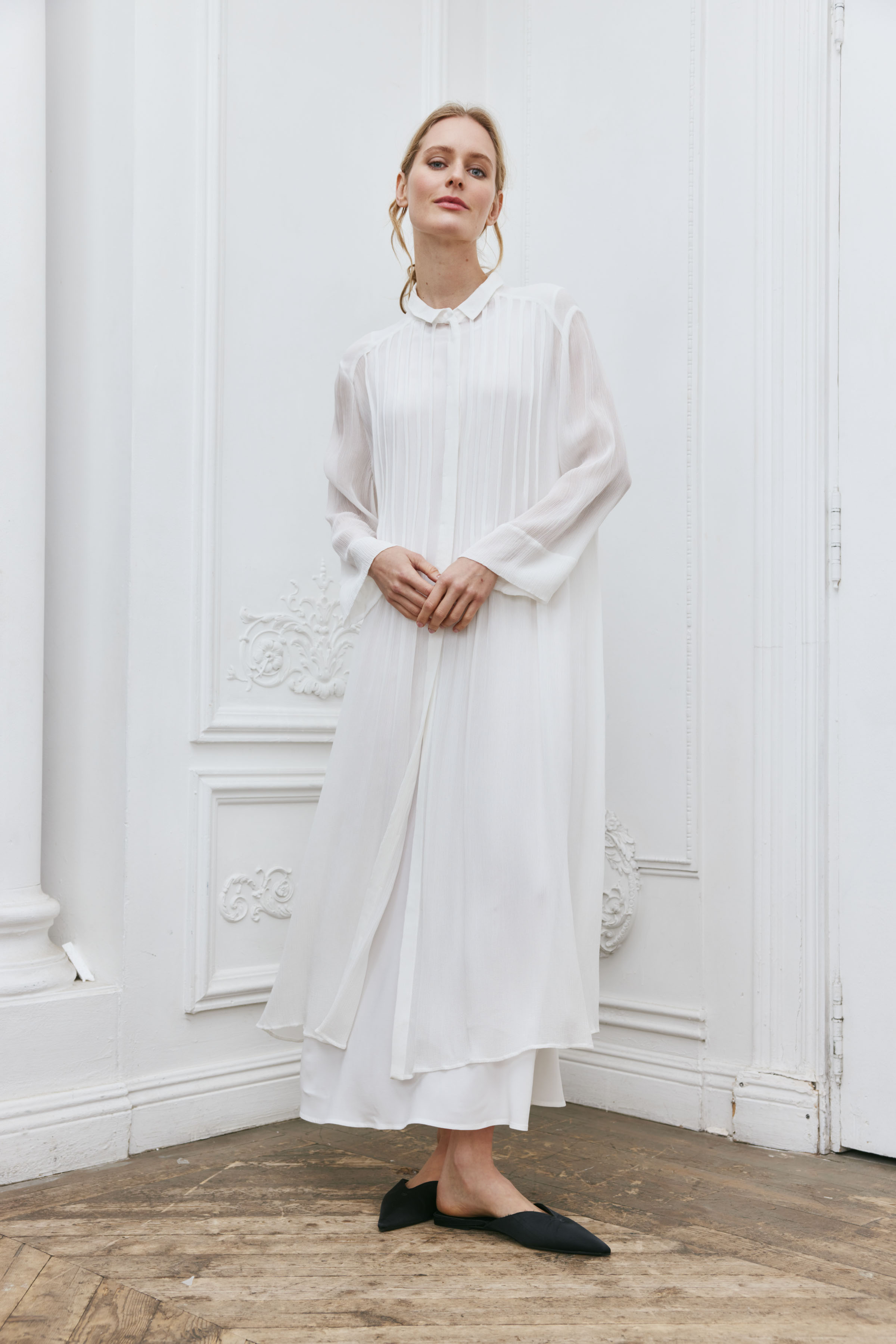 Блуза длинная, защипы  от Lesel (Лесель)! Заказывайте по ✆ 8 (800) 777 02 37