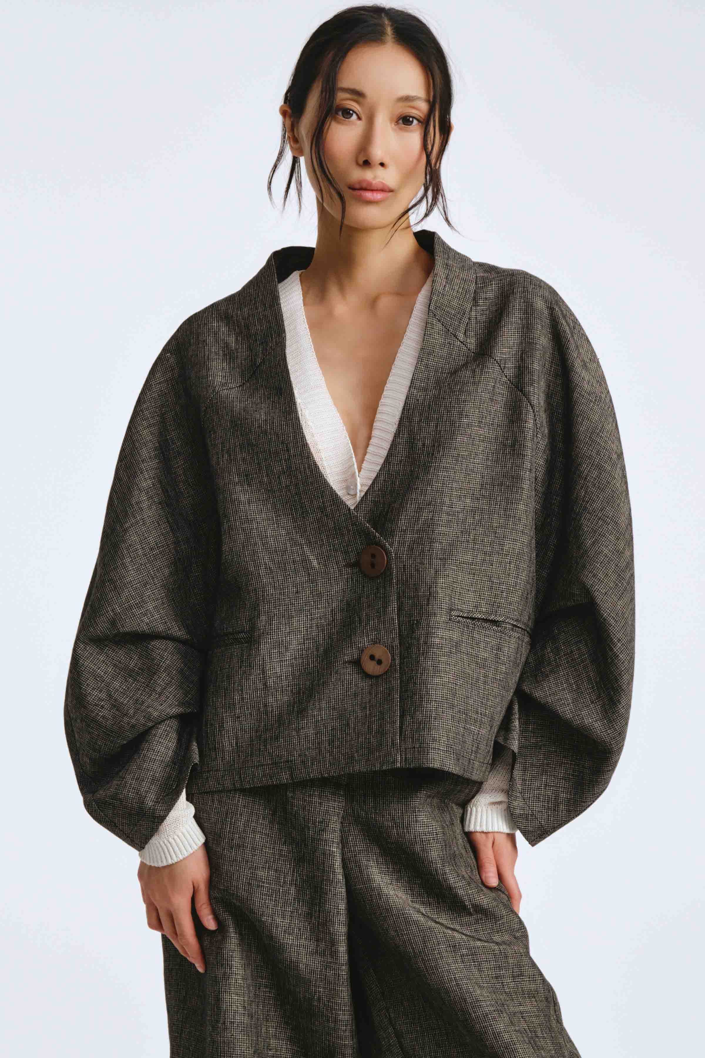 Жакет свободный, реглан, виши