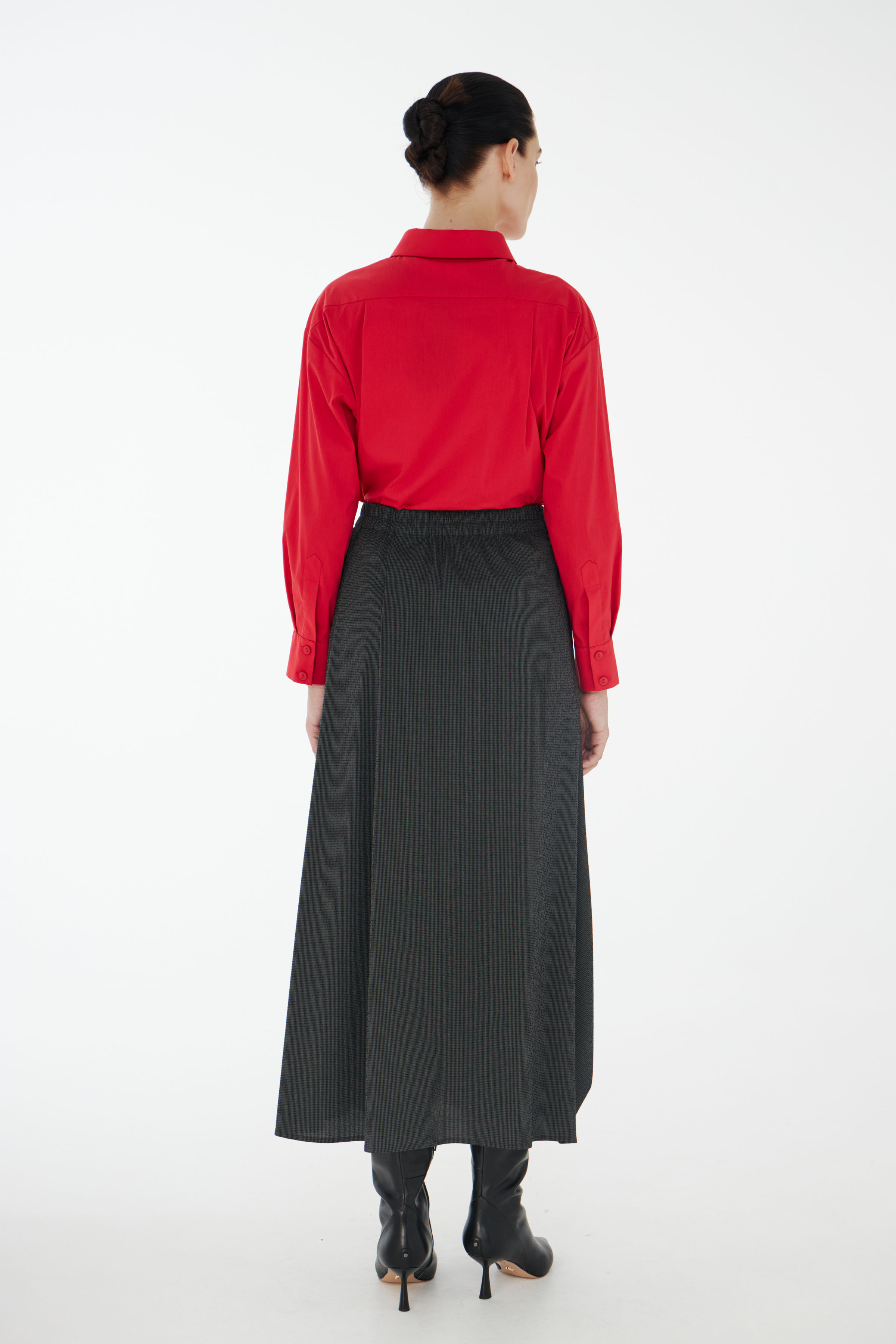 Юбка длинная с драпировкой, клетка Виши 11 Антрацит (anthracite) от Lesel (Лесель)! Заказывайте по ✆ 8 (800) 777 02 37