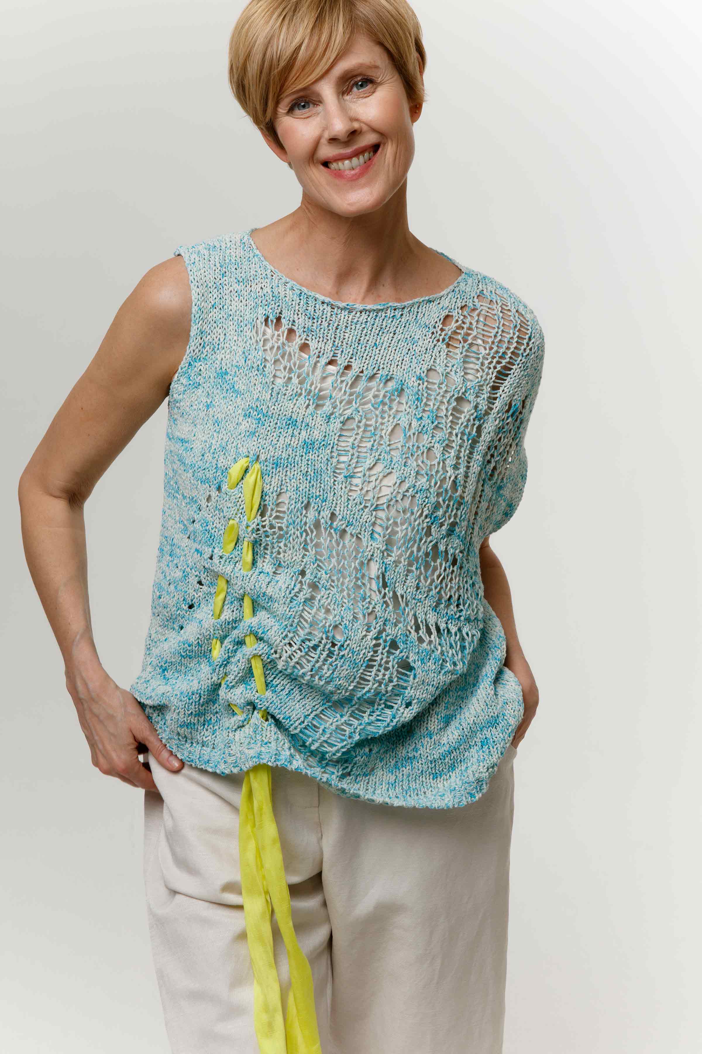 Топ асимметрия с лентой 37 Аквамарин меланж (aquamarine melange) от Lesel (Лесель)! Заказывайте по ✆ 8 (800) 777 02 37