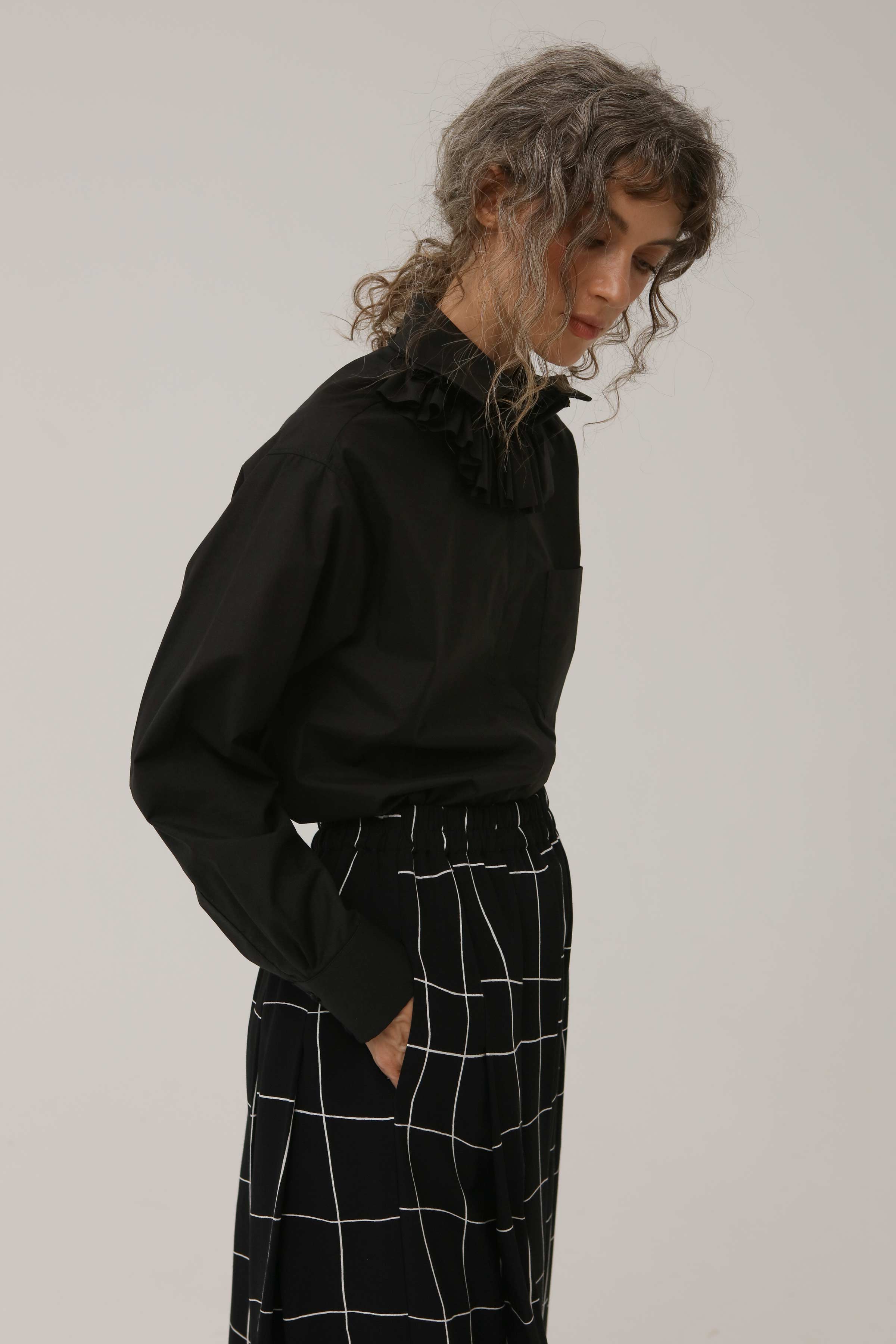 Блуза рубашка с декором тонкая 00 Черный (noir) от Lesel (Лесель)! Заказывайте по ✆ 8 (800) 777 02 37