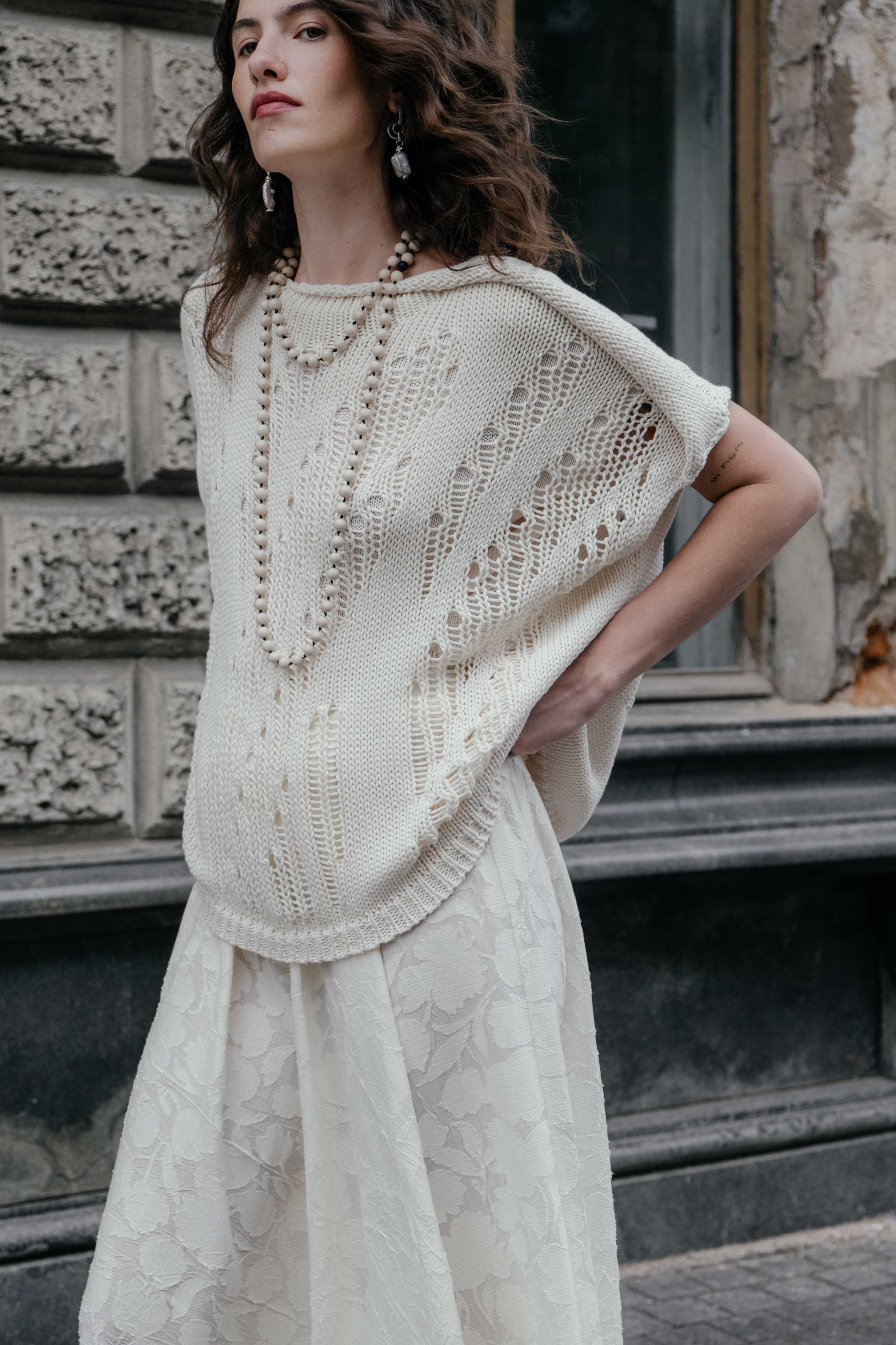 Джемпер с коротким рукавом Ажур