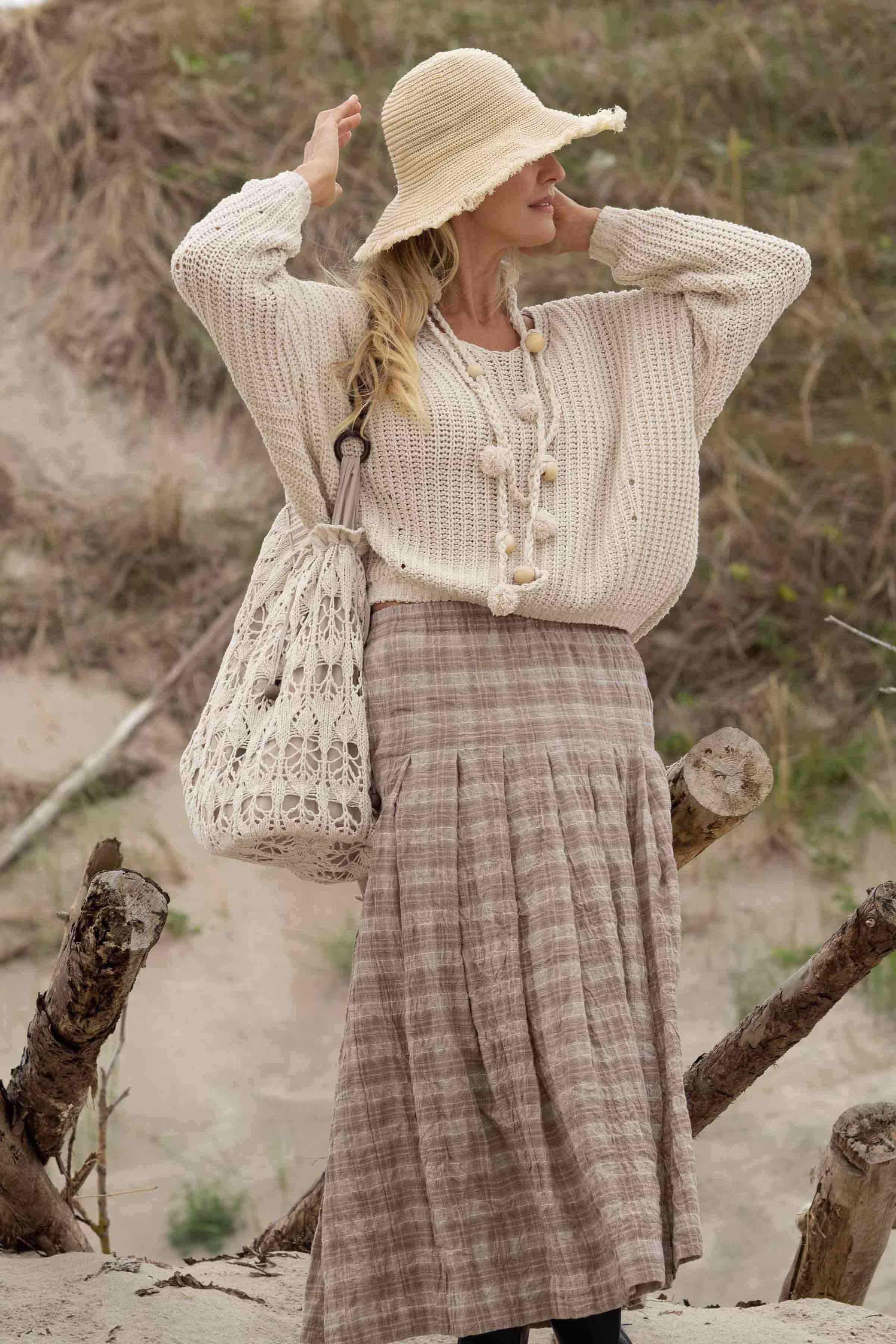 Юбка в складку и клетку 09 Беж-меланж (melange beige) от Lesel (Лесель)! Заказывайте по ✆ 8 (800) 777 02 37