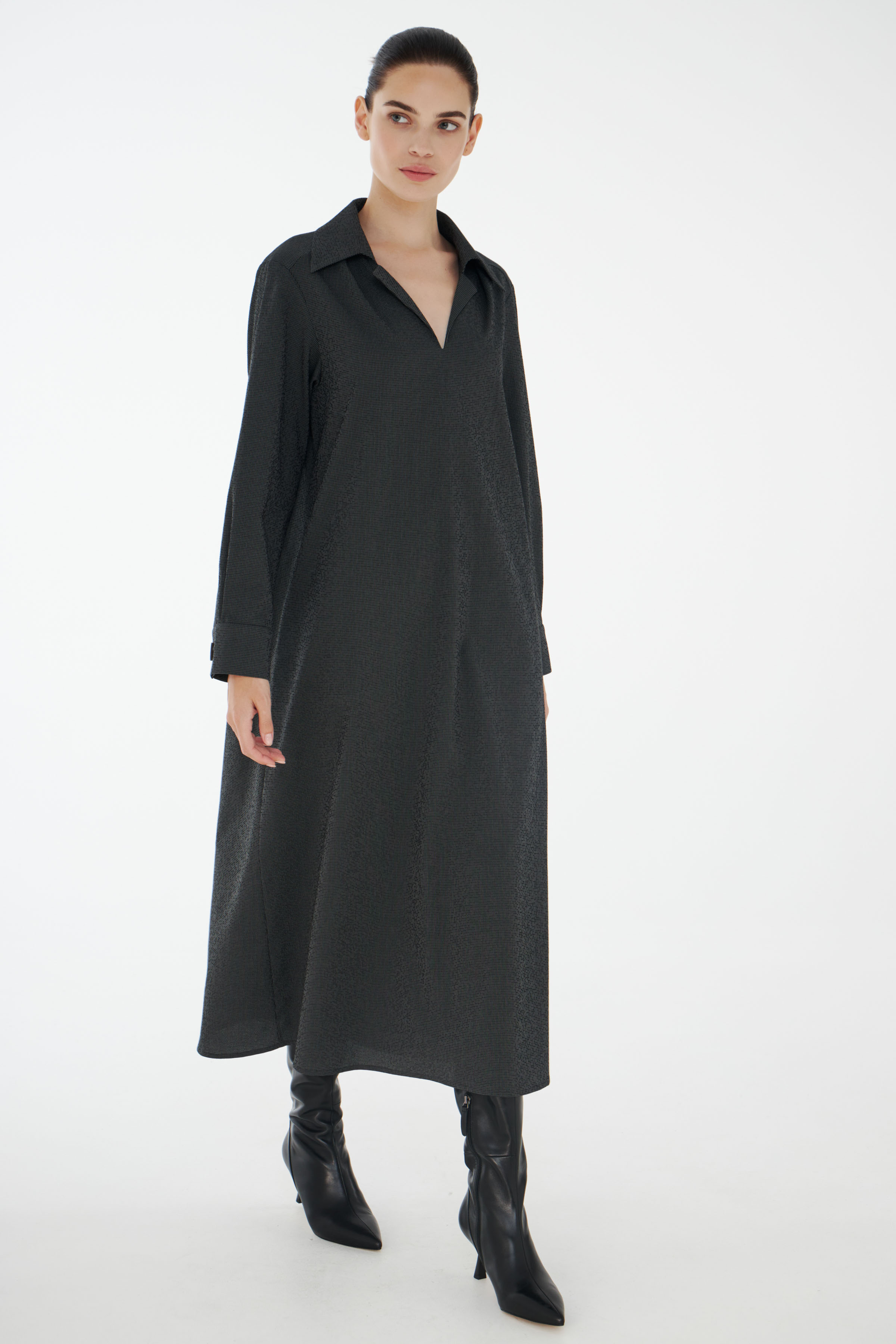 Платье с асимметричным жилетом, клетка Виши