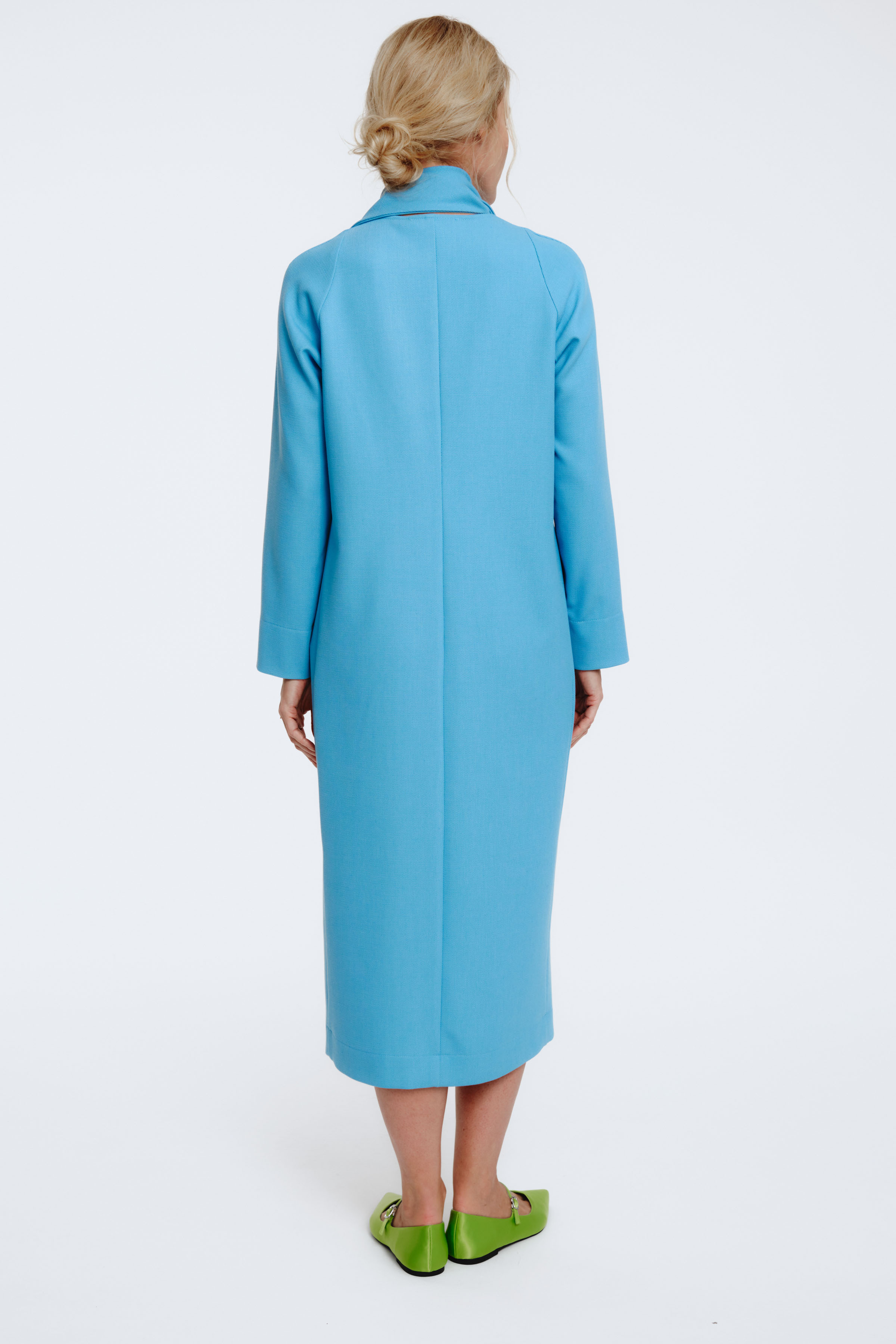 Платье с воротником Качели, длинный рукав 36 Лазурно-синий (bleu azur) от Lesel (Лесель)! Заказывайте по ✆ 8 (800) 777 02 37