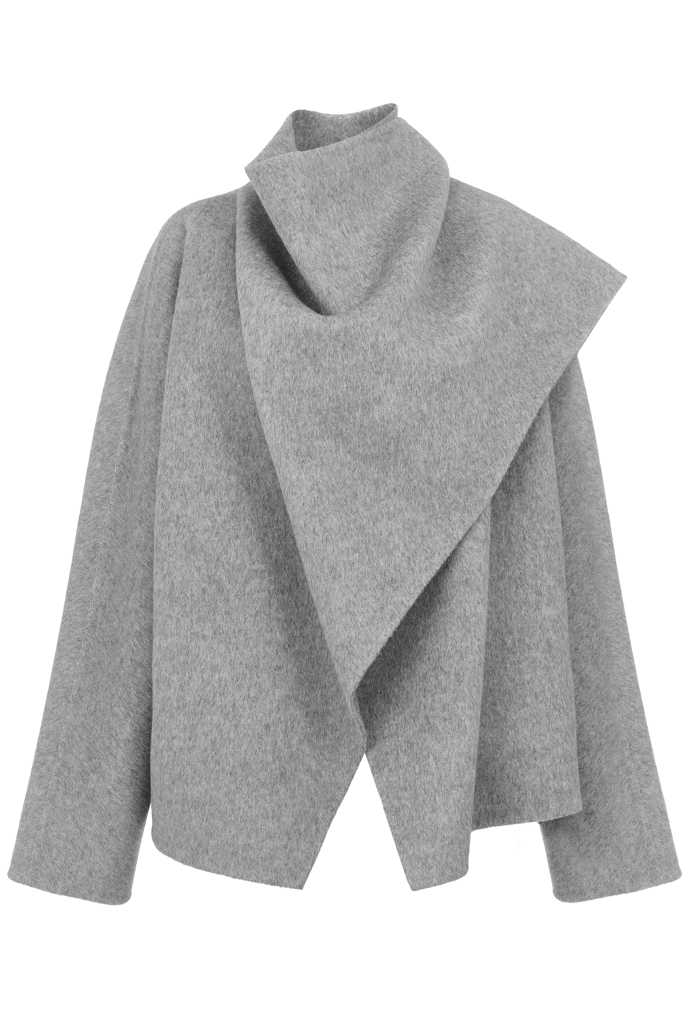 Пальто с палантином короткое, дабл кашемир