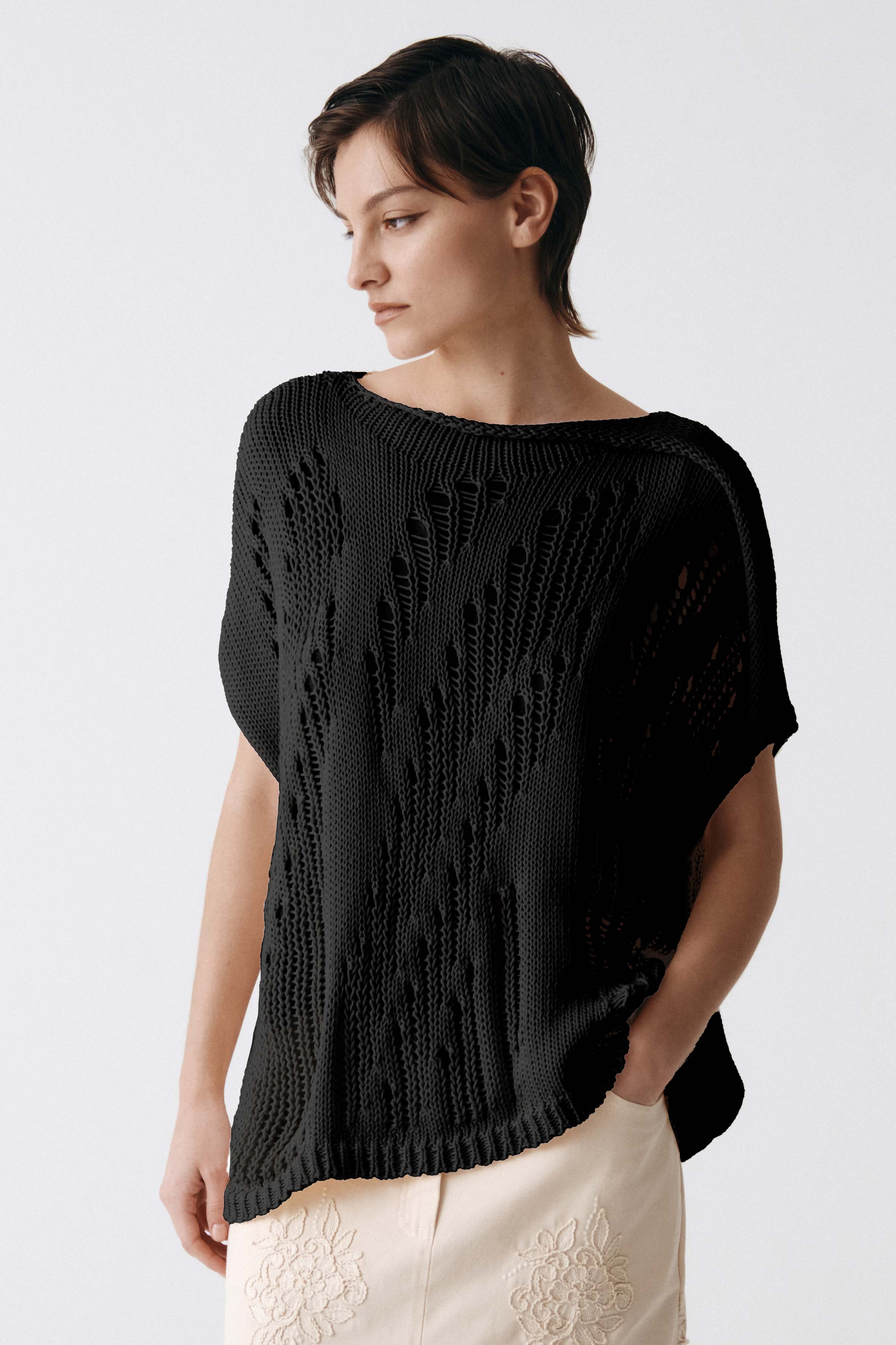 Джемпер с коротким рукавом Ажур