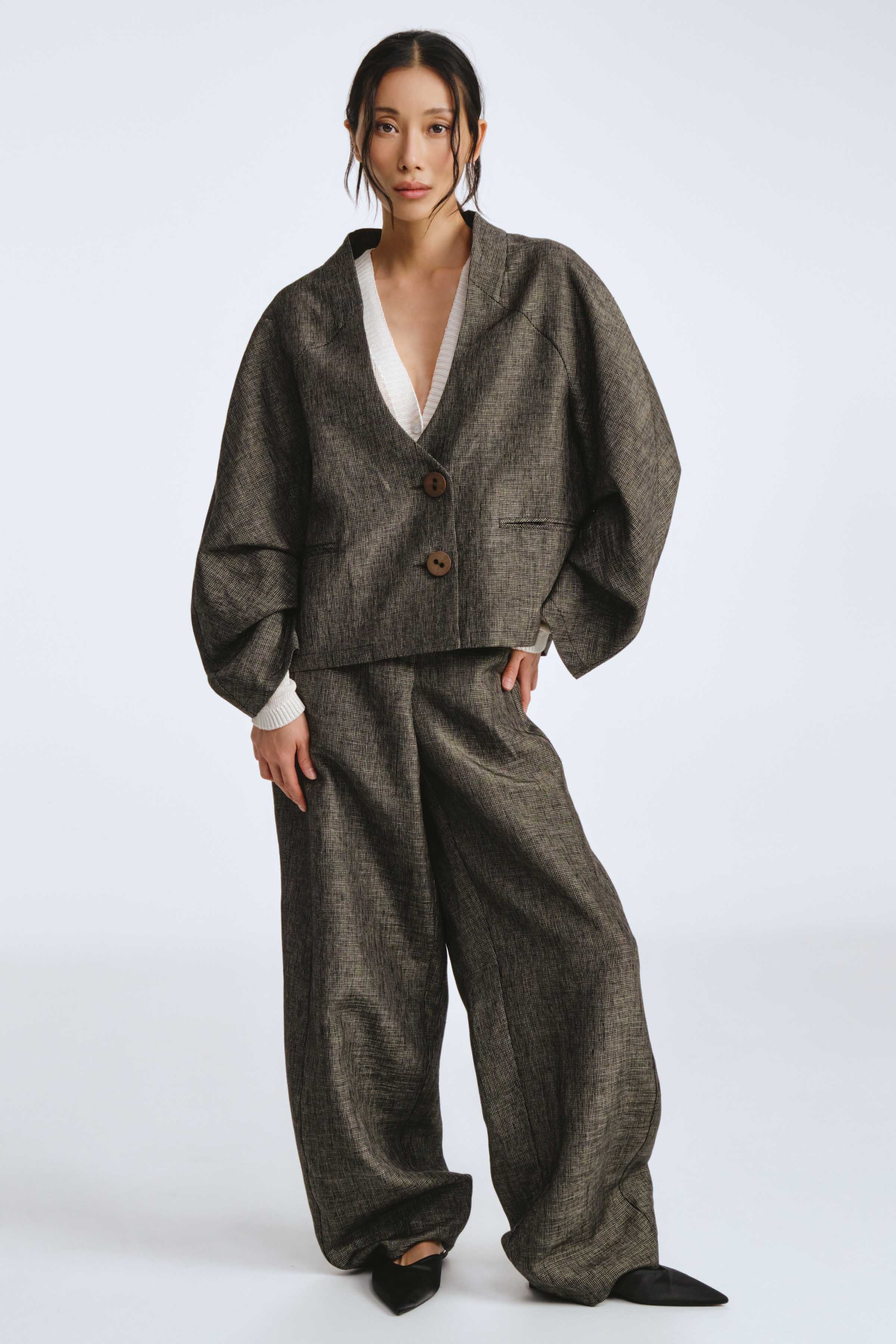 Брюки широкие бананы с кокеткой, виши  от Lesel (Лесель)! Заказывайте по ✆ 8 (800) 777 02 37