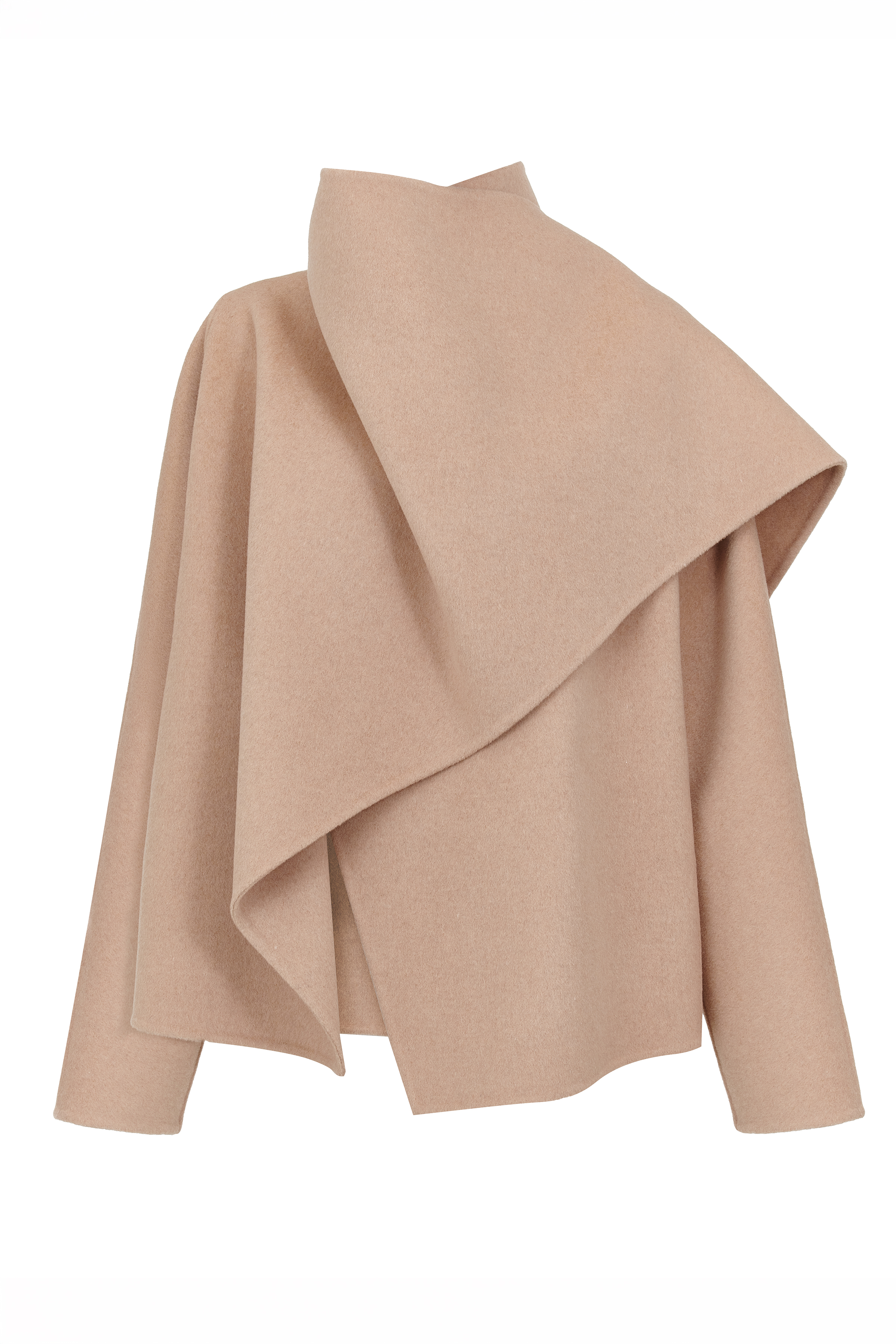 Пальто с палантином короткое, дабл кашемир