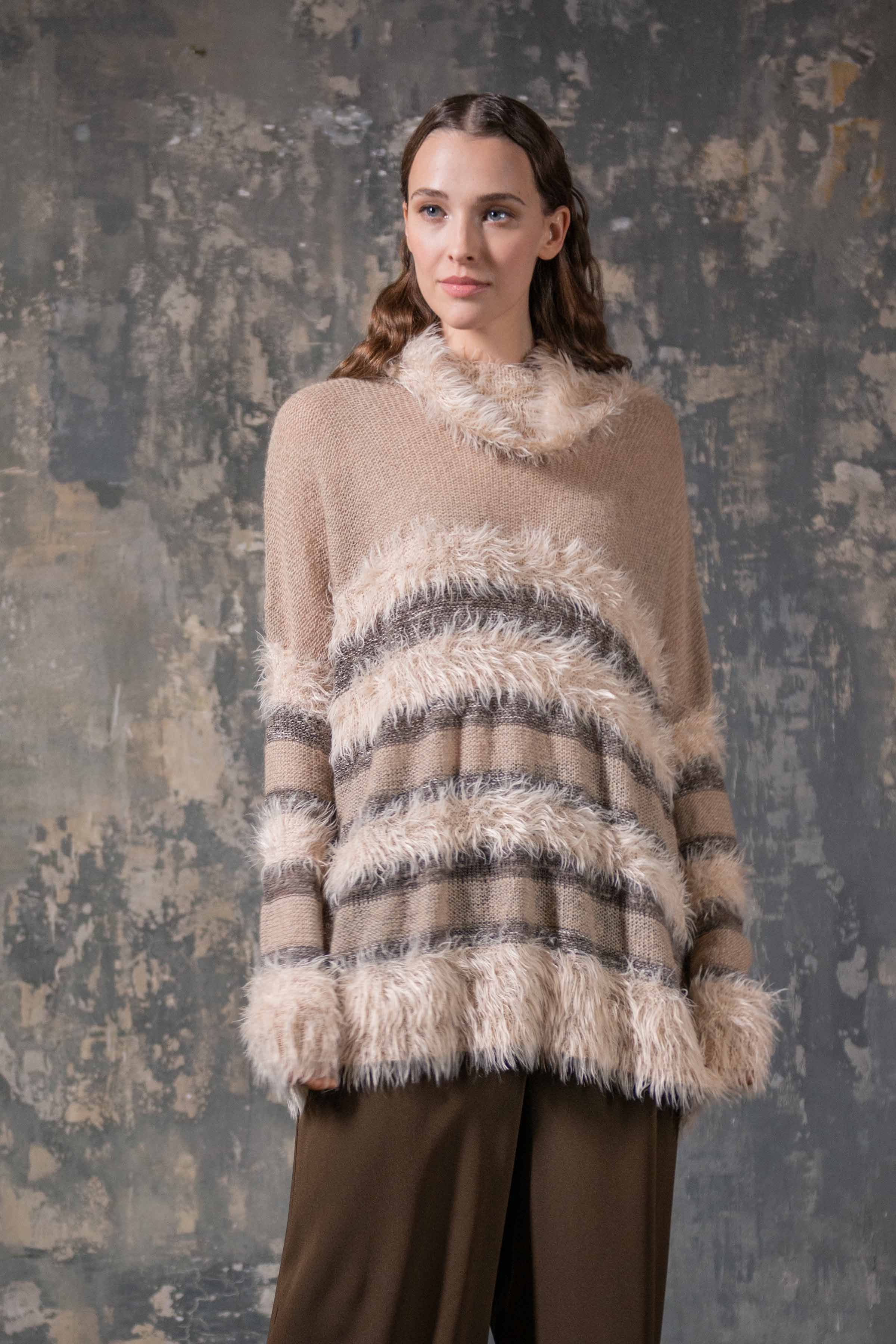 Джемпер Полосы Грива 09 Беж-меланж (melange beige) от Lesel (Лесель)! Заказывайте по ✆ 8 (800) 777 02 37