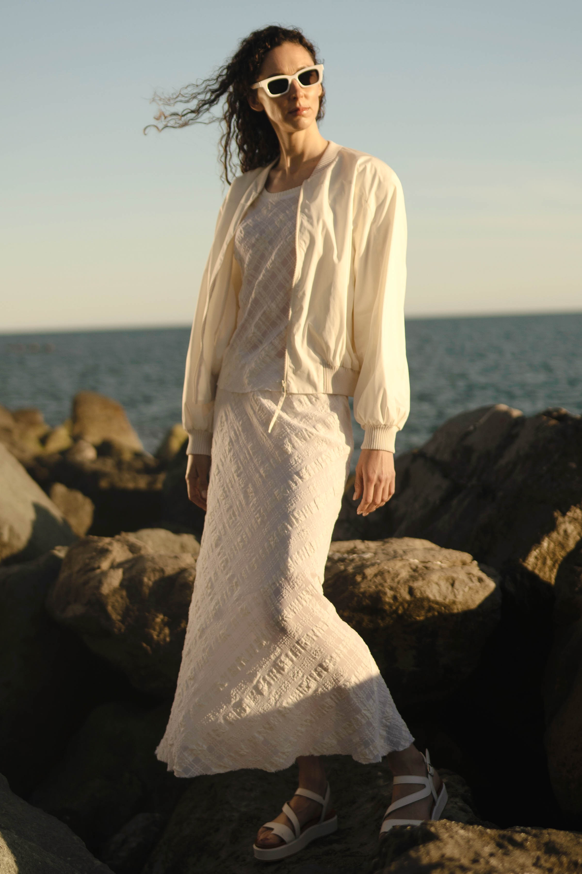 Юбка длинная, жатая клетка 01 Мел (craie) от Lesel (Лесель)! Заказывайте по ✆ 8 (800) 777 02 37